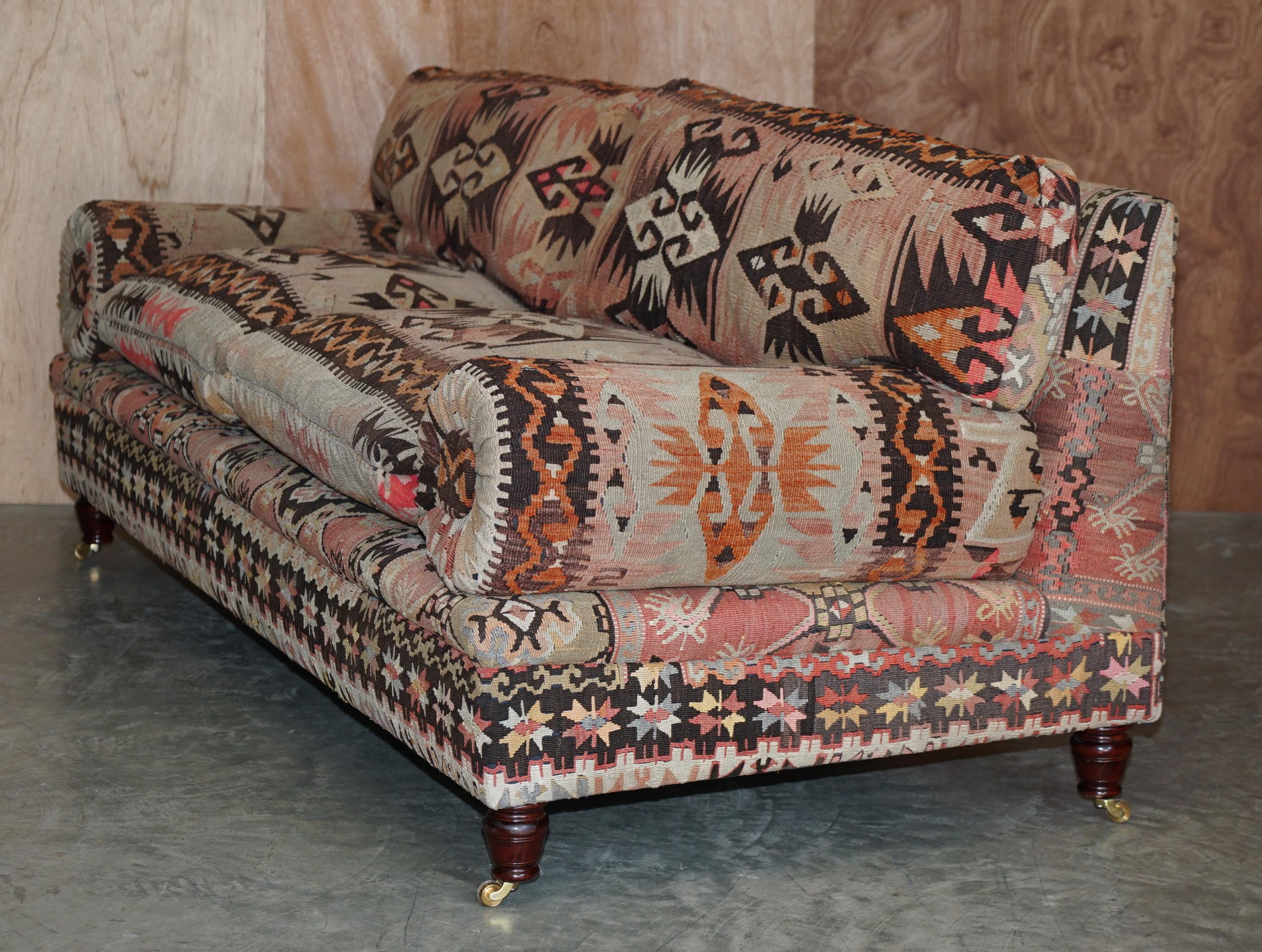 Rare New Old Stock George Smith Bulster Arm Kilim Upholstered Sofa Part of Suite 6