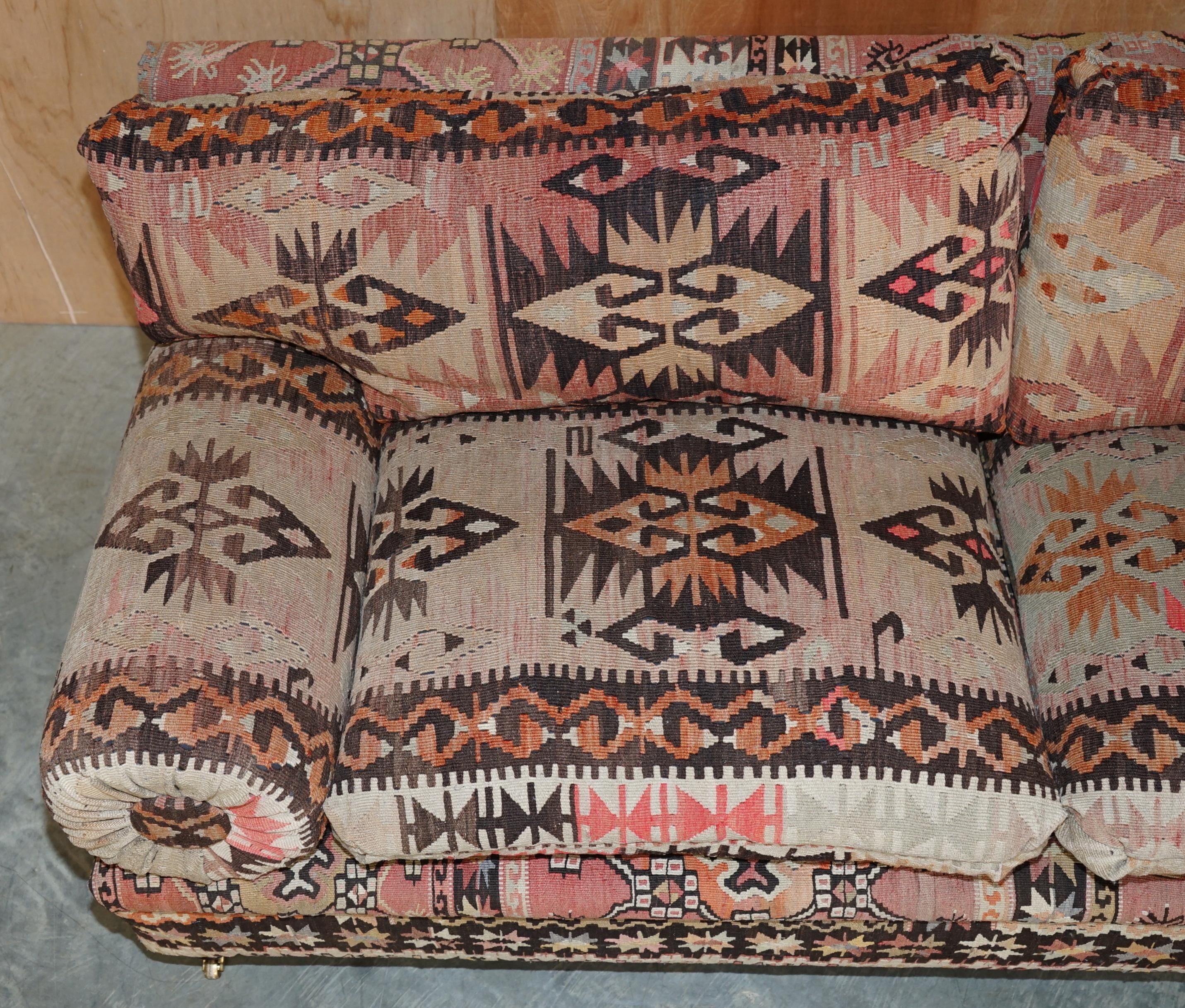 20th Century Rare New Old Stock George Smith Bulster Arm Kilim Upholstered Sofa Part of Suite