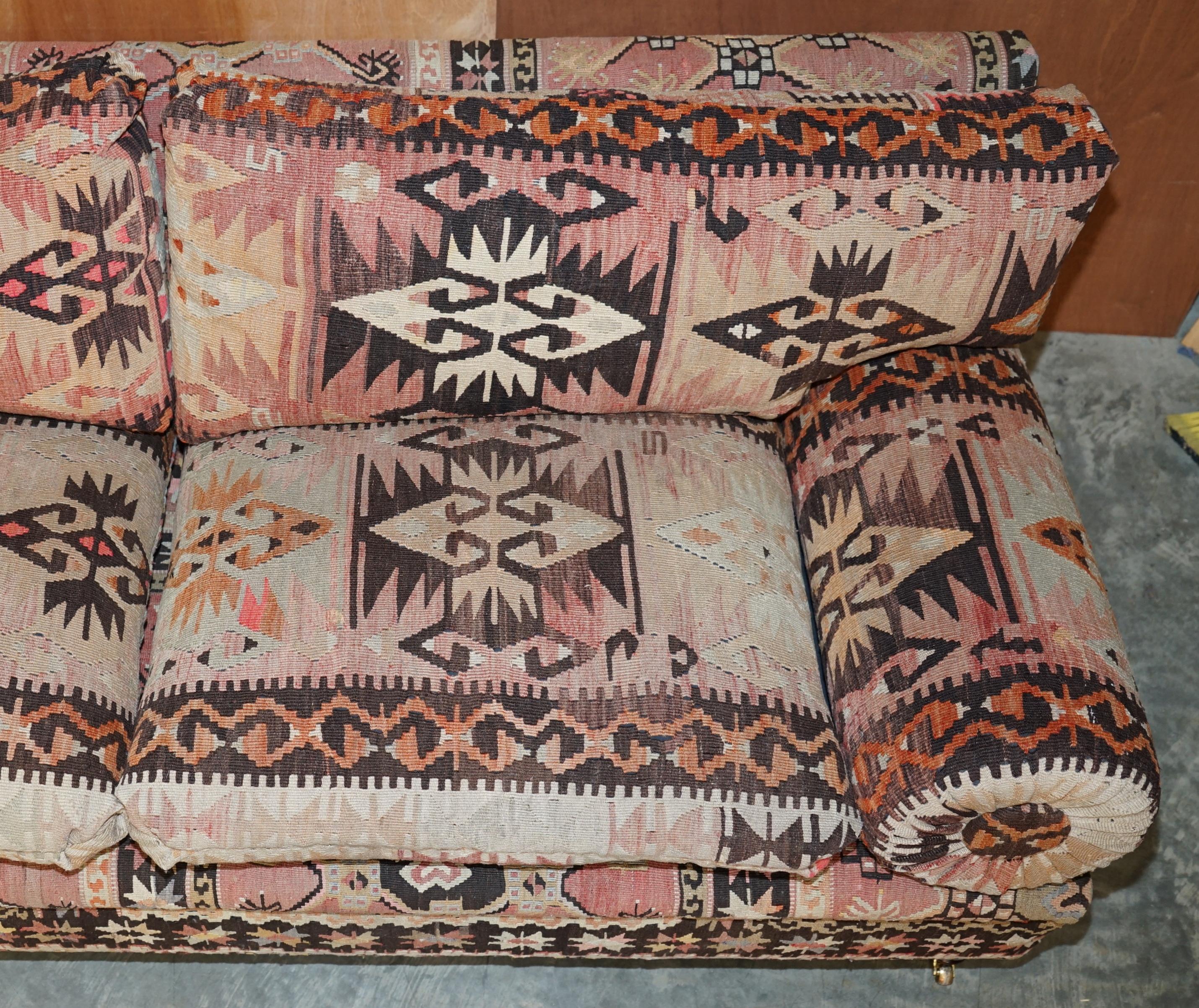 Upholstery Rare New Old Stock George Smith Bulster Arm Kilim Upholstered Sofa Part of Suite