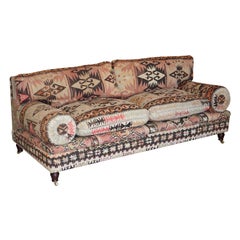Rare New Old Stock George Smith Bulster Arm Kilim Upholstered Sofa Part of Suite