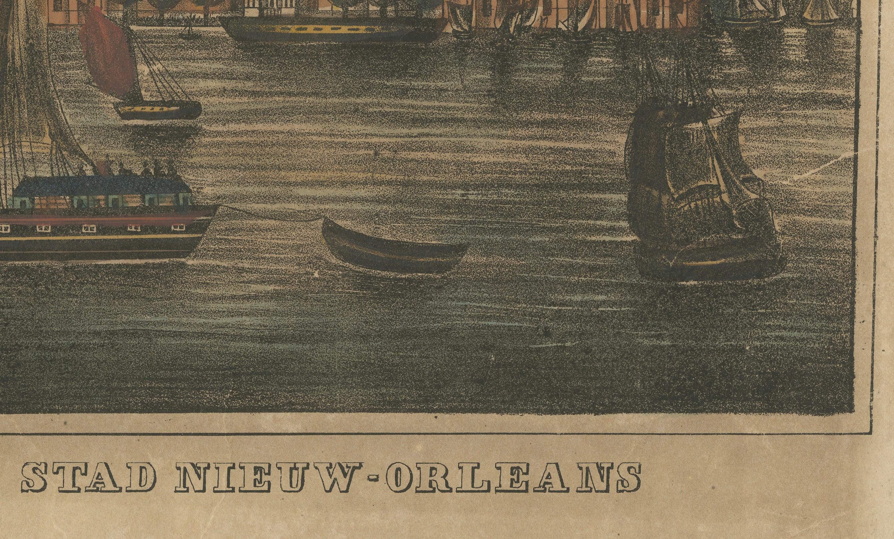 Vue de la Nouvelle-Orléans - Lithographie hollandaise ancienne de la Nouvelle-Orléans c.1850

Cette lithographie hollandaise du milieu du XIXe siècle offre une vue panoramique de la ville de la Nouvelle-Orléans, intitulée en néerlandais 