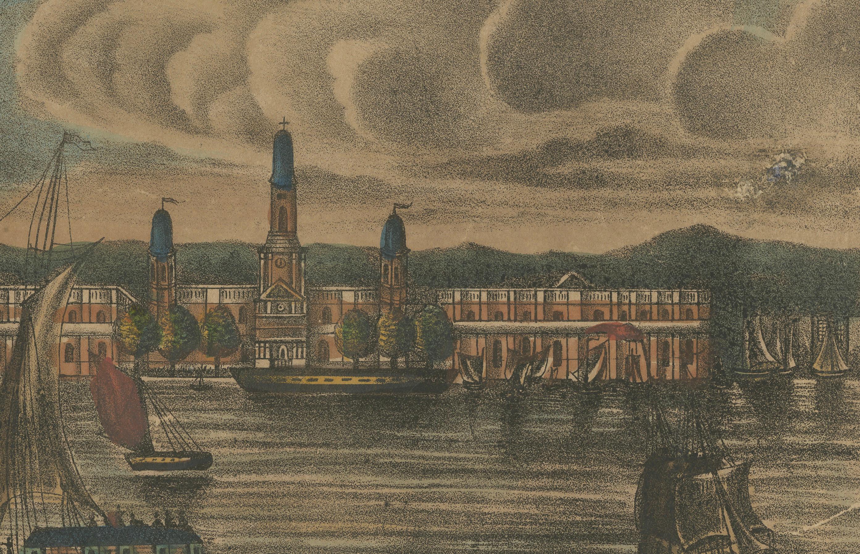 Néerlandais Rare New Orleans View - Antique Dutch Lithograph of Nieuw-Orleans, c.1830 en vente