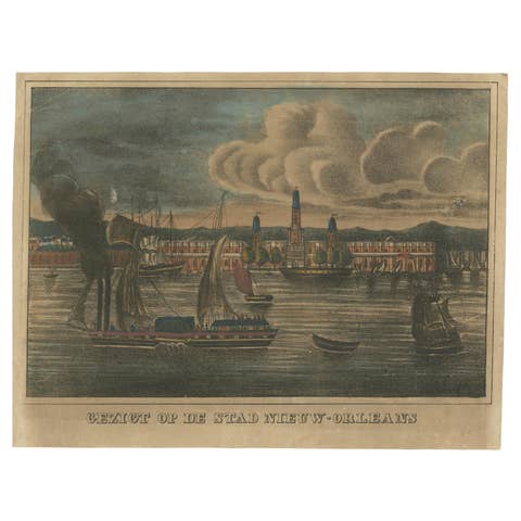 Rare New Orleans View – Antique Dutch Lithograph of Nieuw-Orleans, c.1830