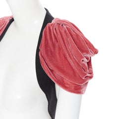 rare new PRADA 2016 Runway pink draped rose velvet shoulder harness top IT42 M