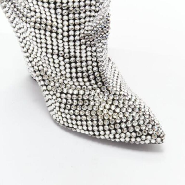 Bottes rares neuves SAINT LAURENT Runway Niki 105 incrustées de cristaux Swarovski EU36 en vente 3