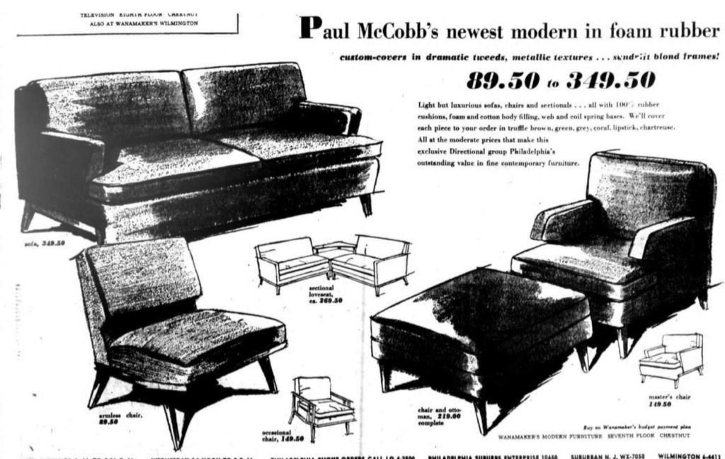 Rare New Upholstered Beige Paul McCobb Set for Directional, USA - 1950s For Sale 4