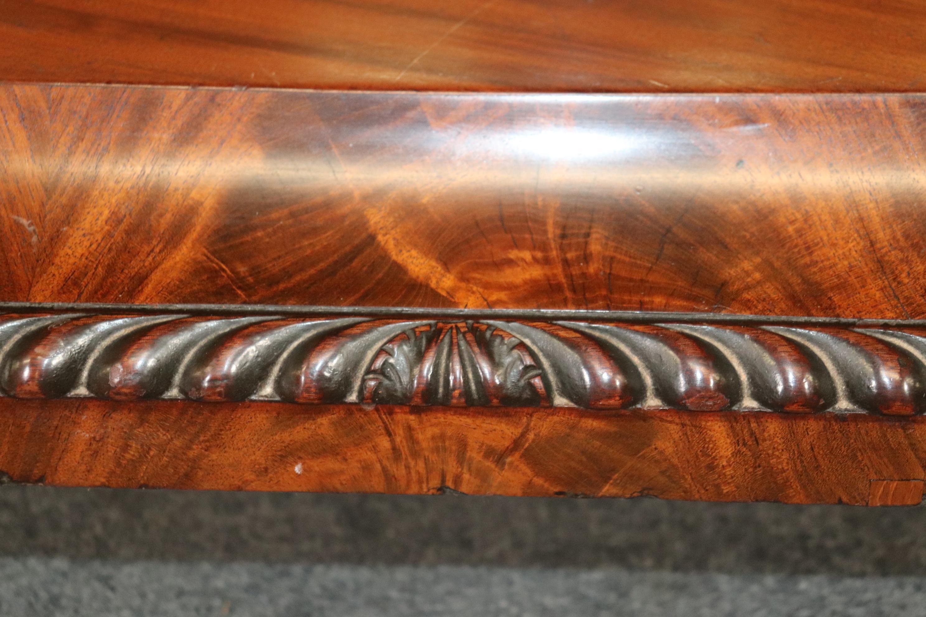 Rare New York or Philadelphia Flame Mahogany Marble Top Pier Console Table 5