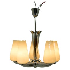 Lustre rare en métal nickelé de Drukov, années 1940