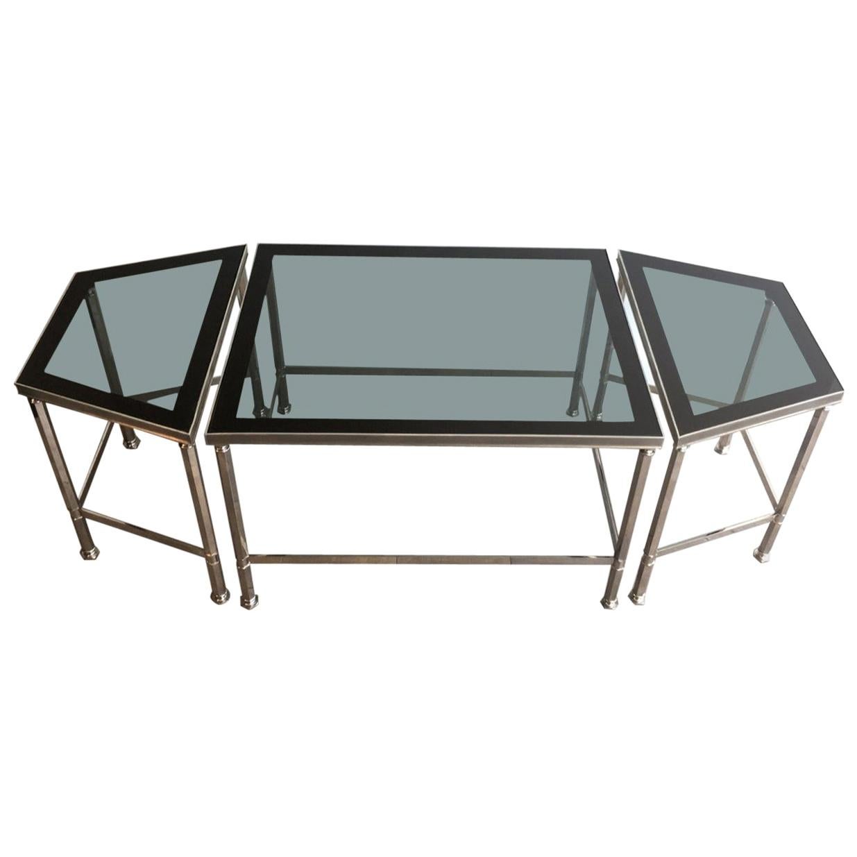 Rare Nickeled Three Elements Coffee Table For Sale