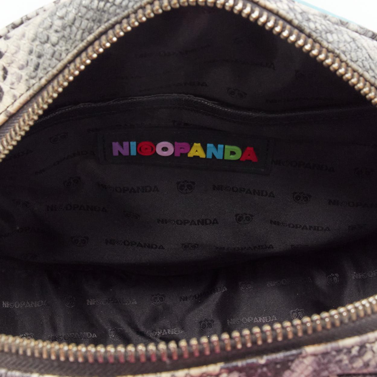 rare NICOPANDA multicolour scale embossed leather Panda backpack bag 5