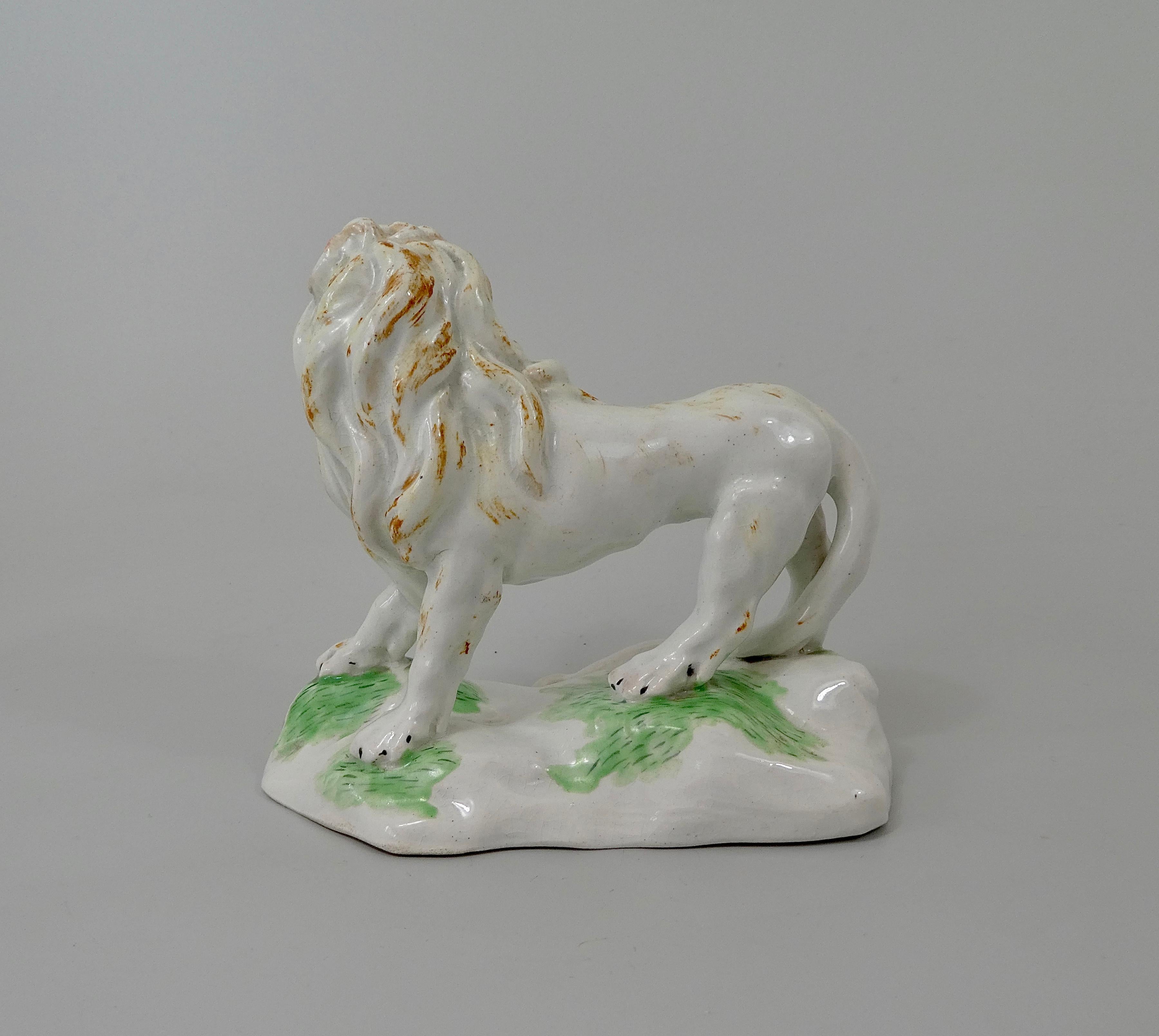 French Rare Niderviller Faience Figure of a Lion, circa 1780, Count Custine Period