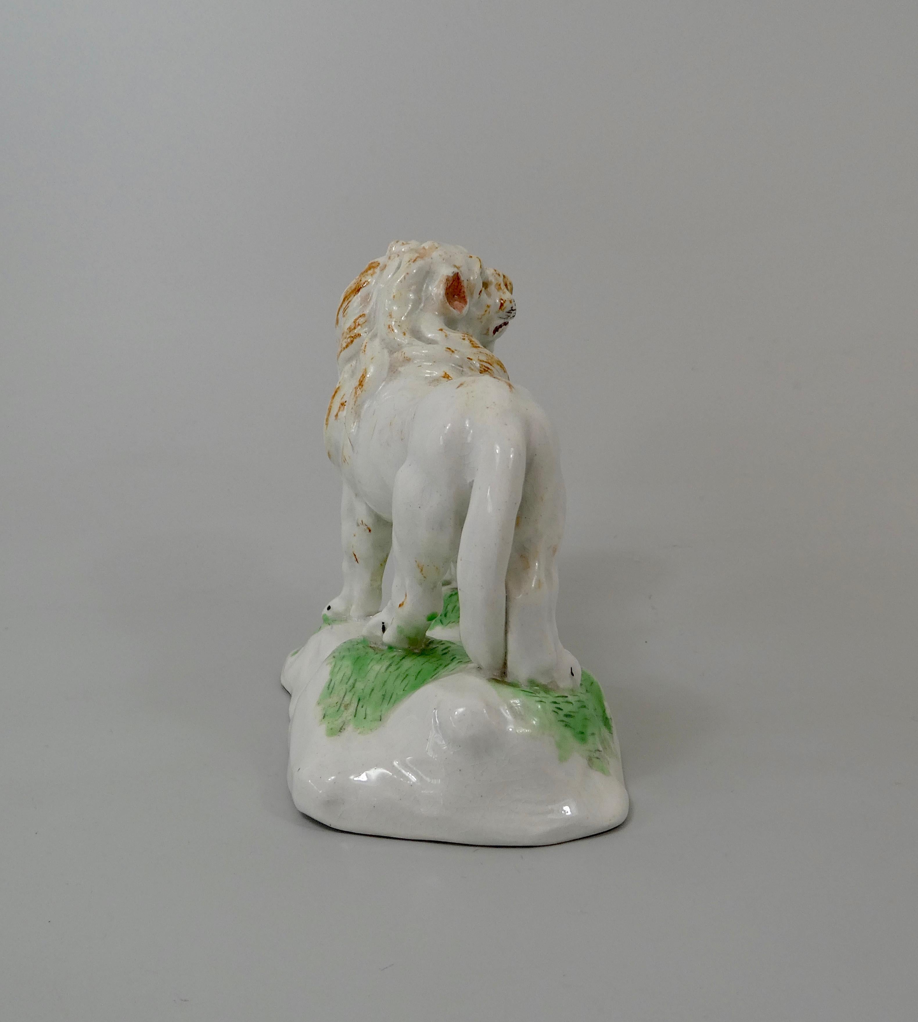 Fired Rare Niderviller Faience Figure of a Lion, circa 1780, Count Custine Period
