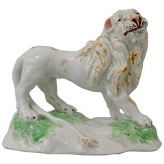 Rare Niderviller Faience Figure of a Lion, circa 1780, Count Custine Period