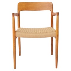 Rare Niels Otto Møller Model 56 Armchair  Danish Oak  Handwoven Seat  1950s