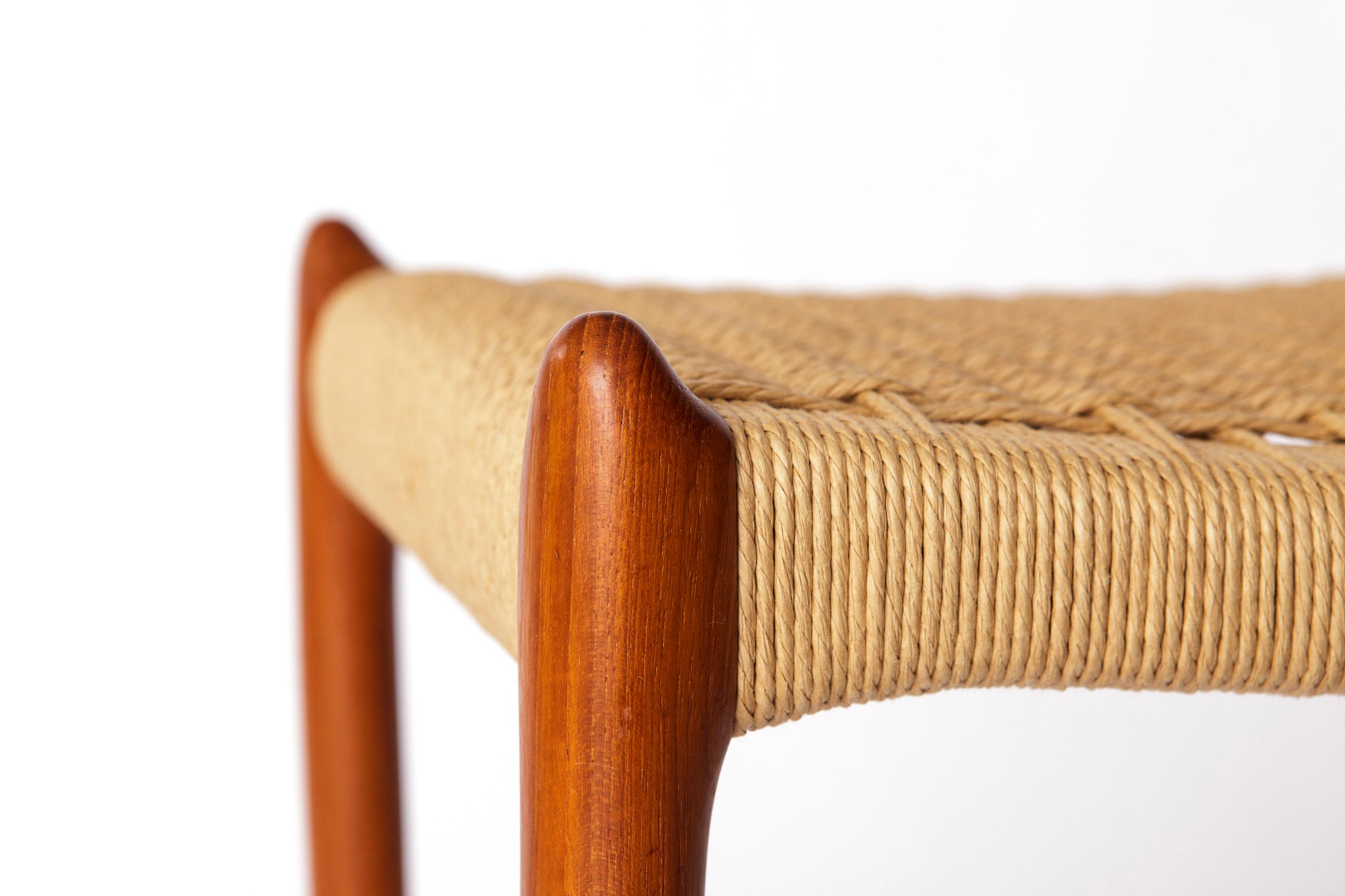 Polished Rare Niels Otto Møller Ottoman Model 78a – Danish Teak & Danish Cord, 1960s Mid- For Sale
