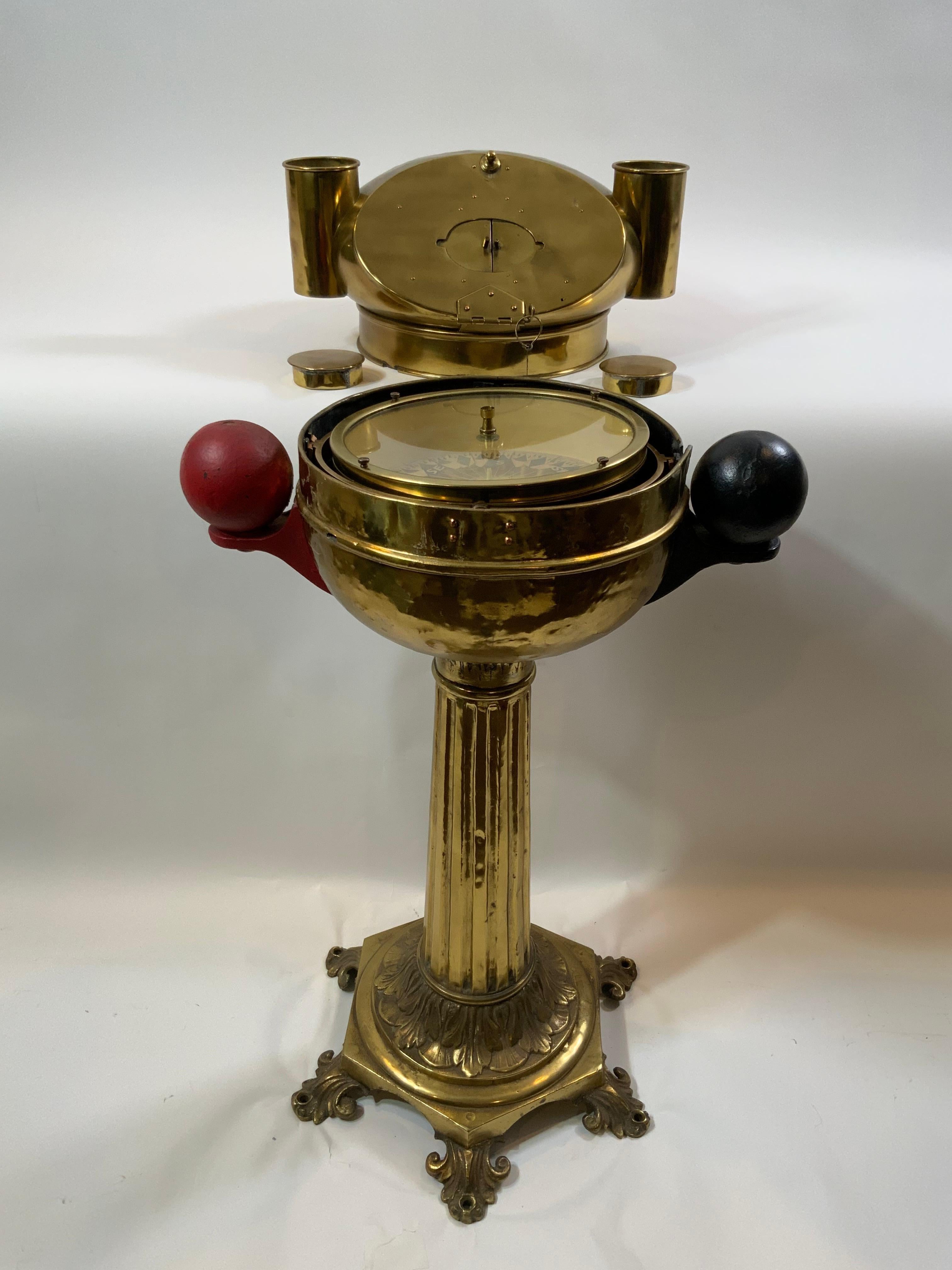 Rare Nineteenth Century Yacht Binnacle by Whyte Thomson In Good Condition In Norwell, MA