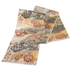 Rare Nishinjin silk  and metal threads Obi, Japan, circa 1960