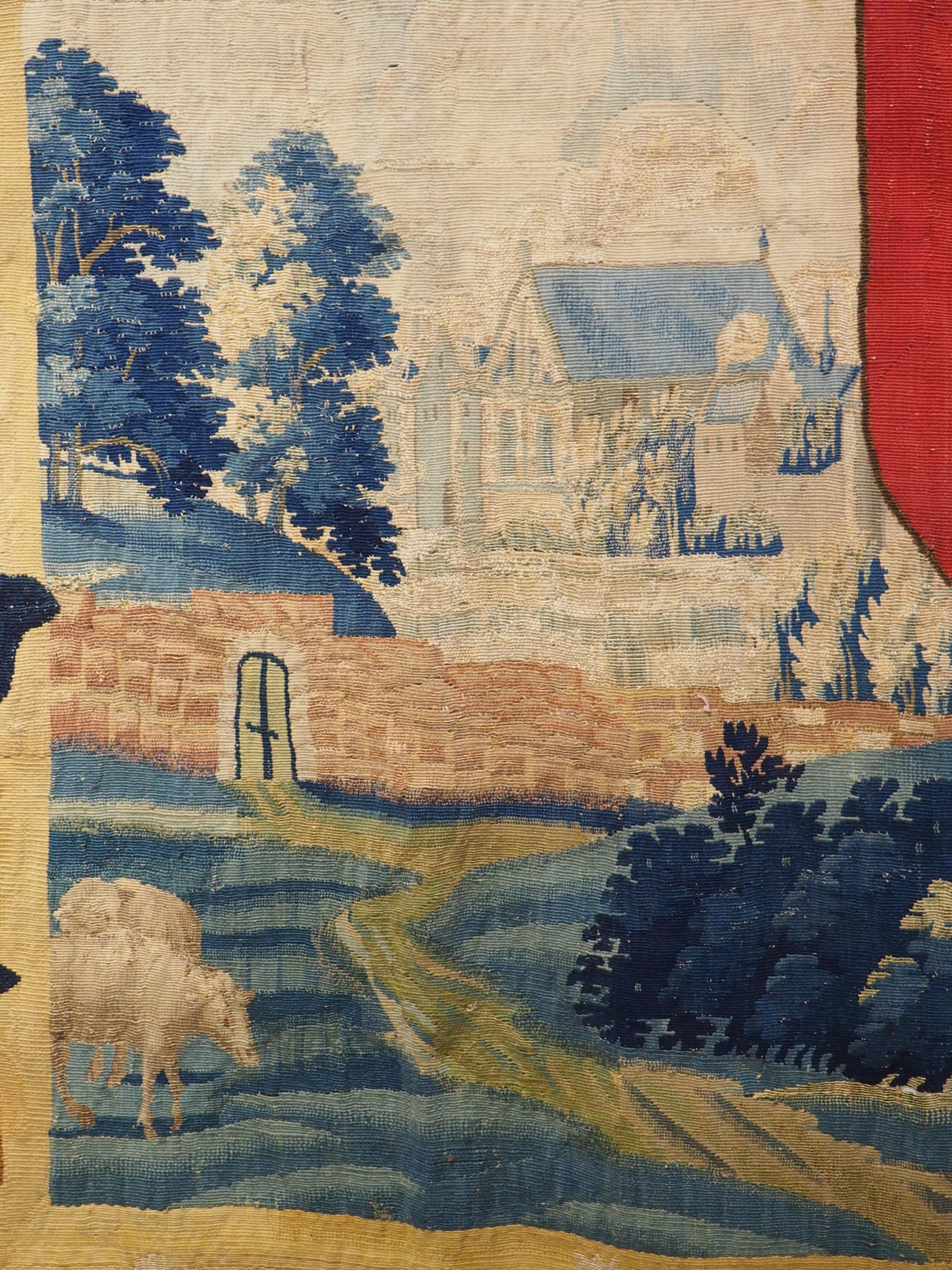 Raro, Tapiz con Escudo Nobiliario, Orden de Santiago, Familia Trogner, C. 1650 en venta 3