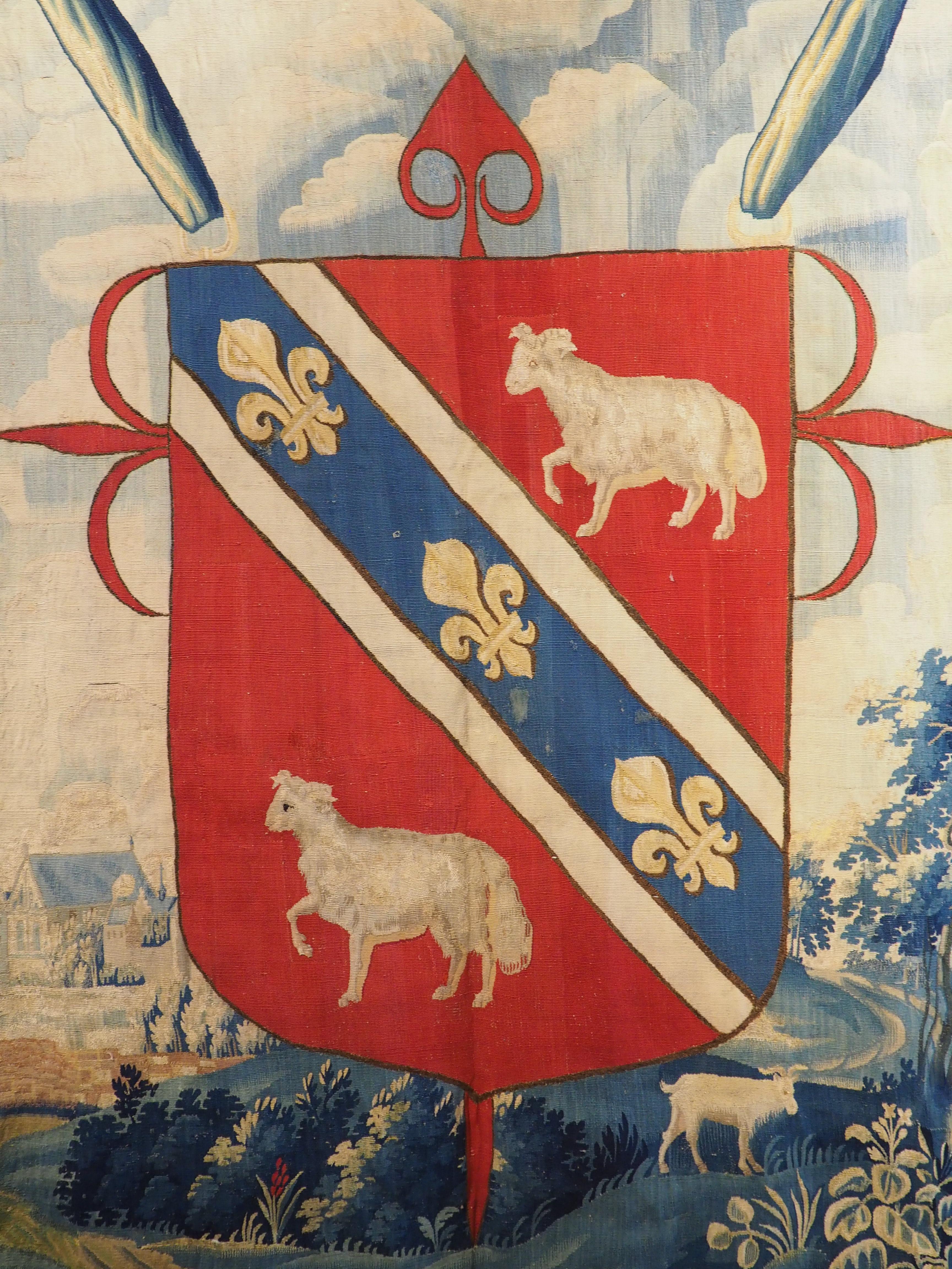 Raro, Tapiz con Escudo Nobiliario, Orden de Santiago, Familia Trogner, C. 1650 en venta 2