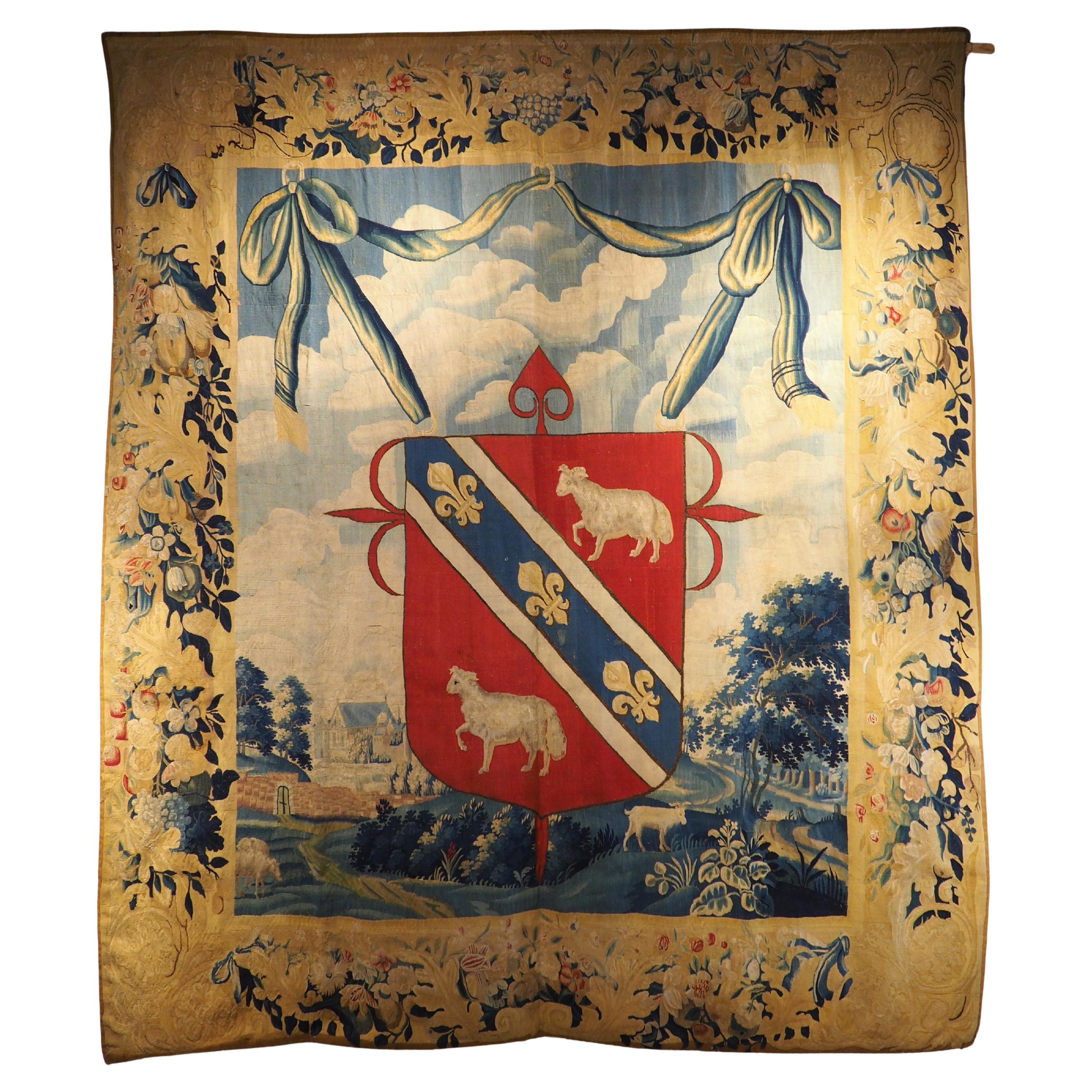 Raro, Tapiz con Escudo Nobiliario, Orden de Santiago, Familia Trogner, C. 1650