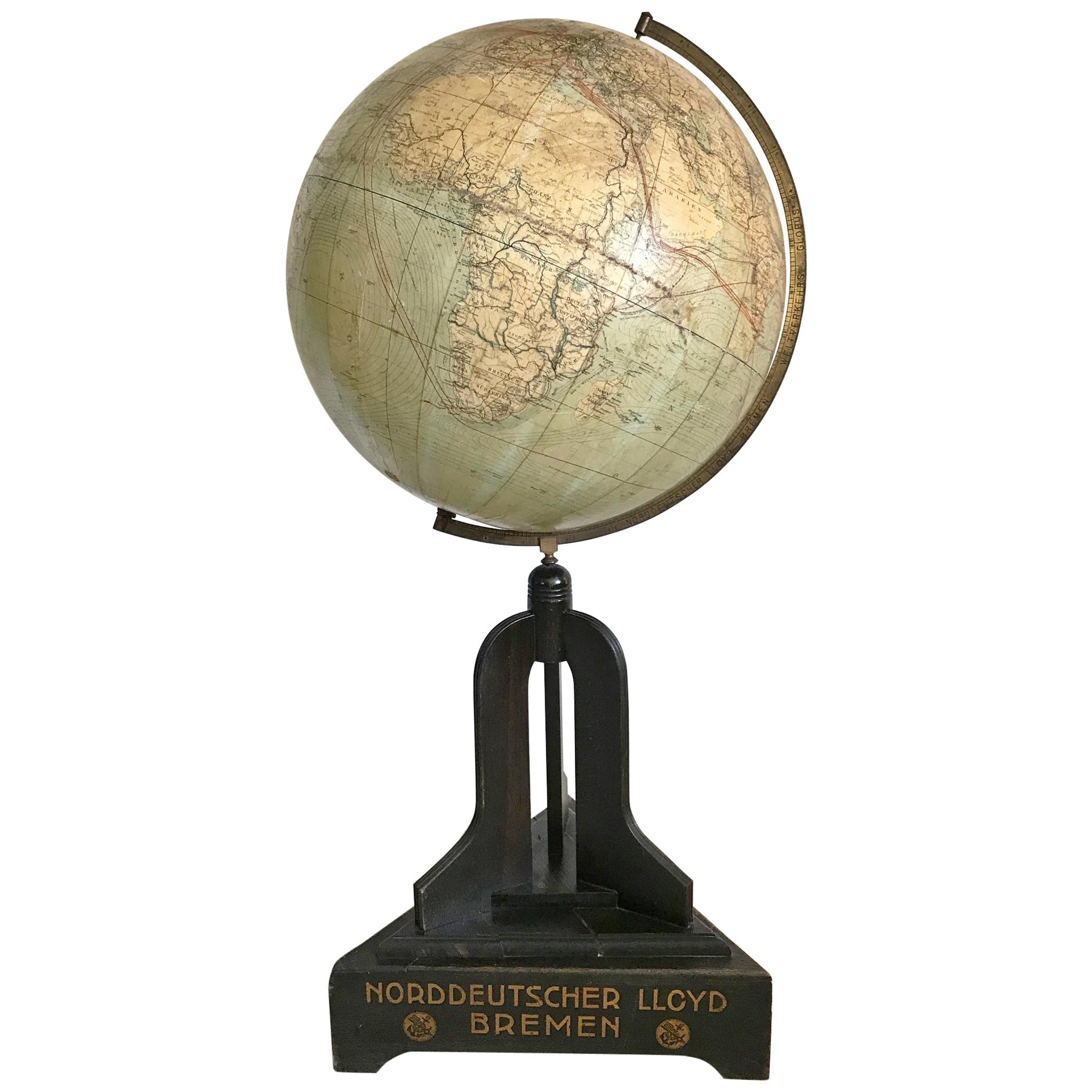 Rare Norddeutscher North German Lloyd Bremen Globe, circa 1910-1912 For Sale