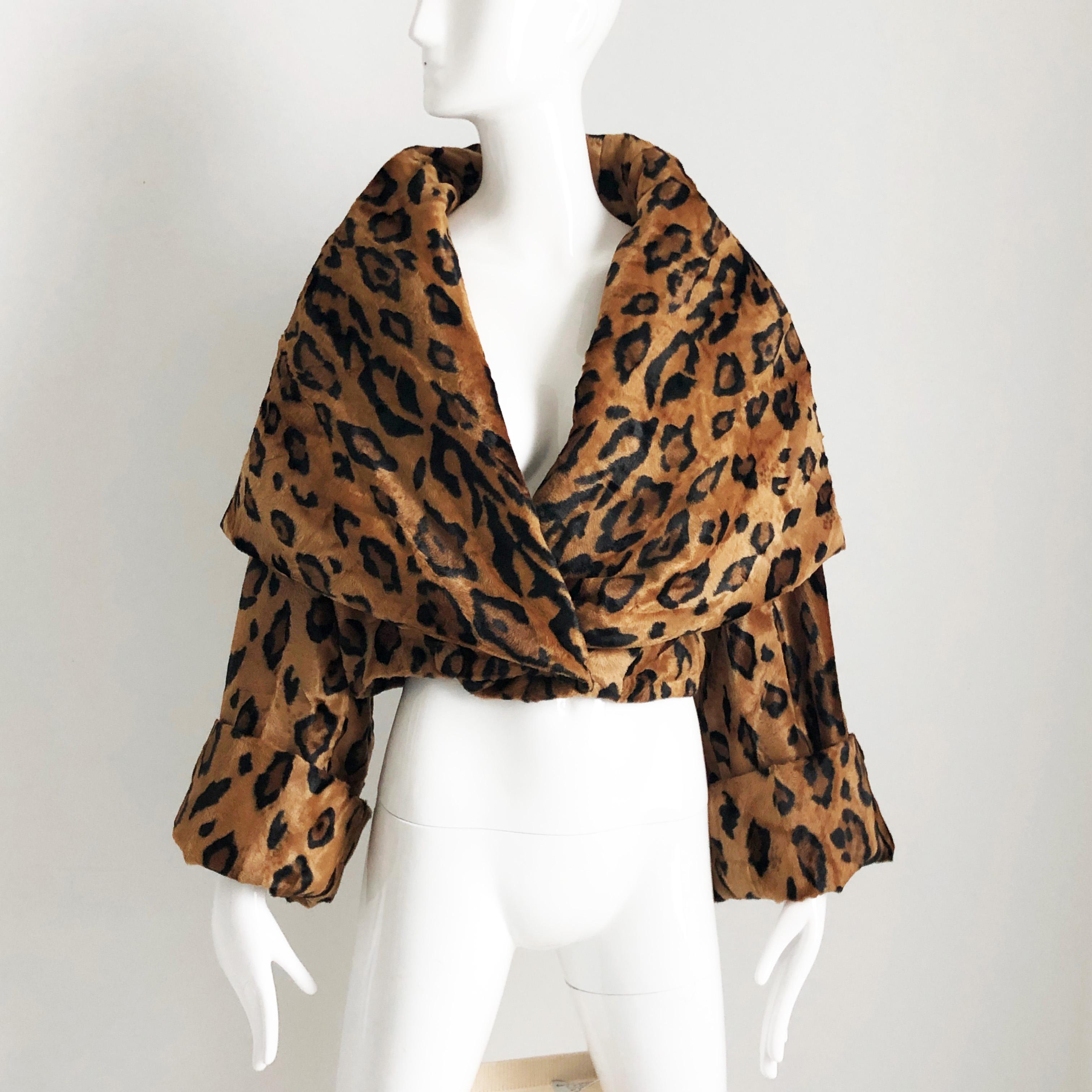 Norma Kamali Jacket Tiger Print Faux Fur with Huge Shawl Collar M Vintage 80s  5
