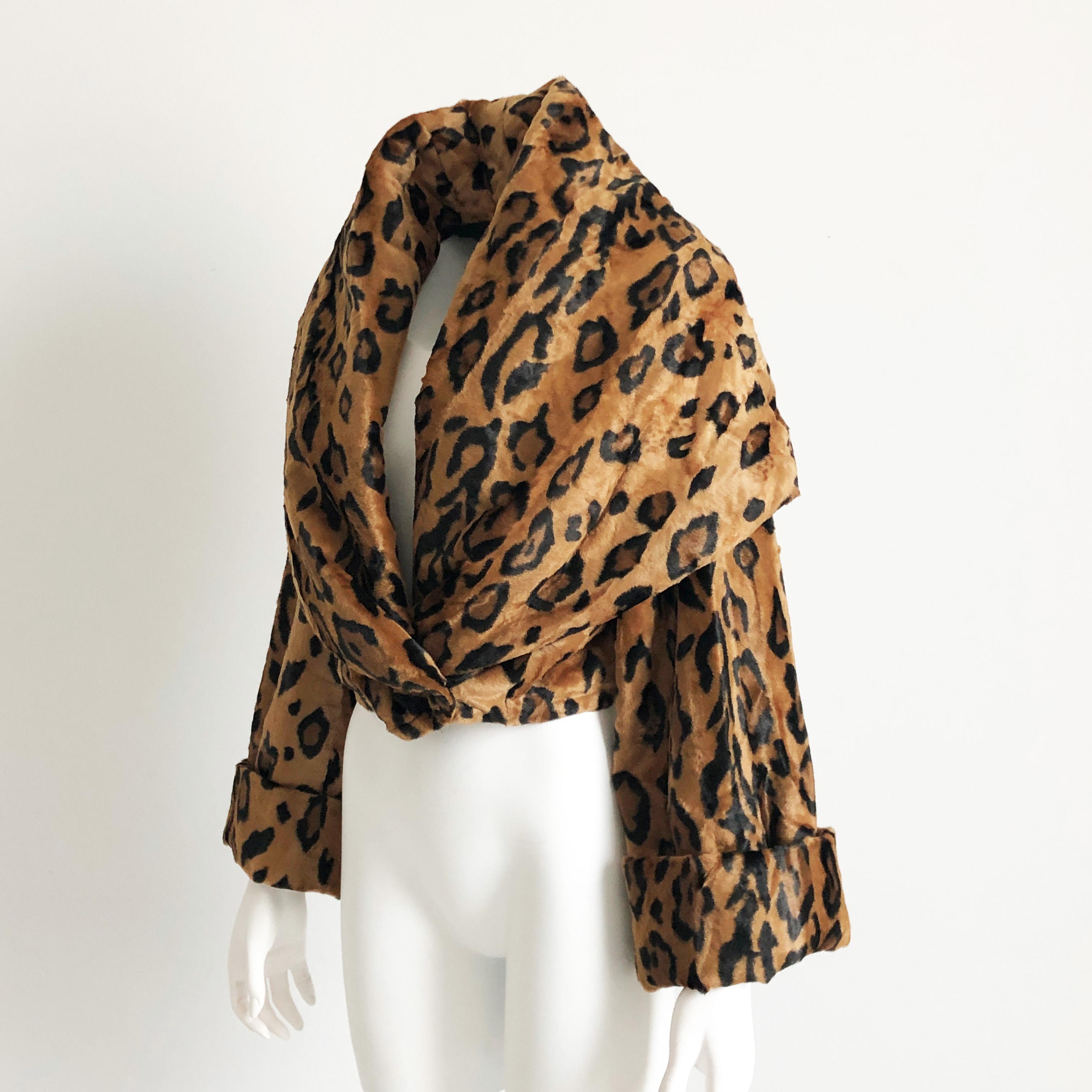 Norma Kamali Jacket Tiger Print Faux Fur with Huge Shawl Collar M Vintage 80s  In Good Condition In Port Saint Lucie, FL