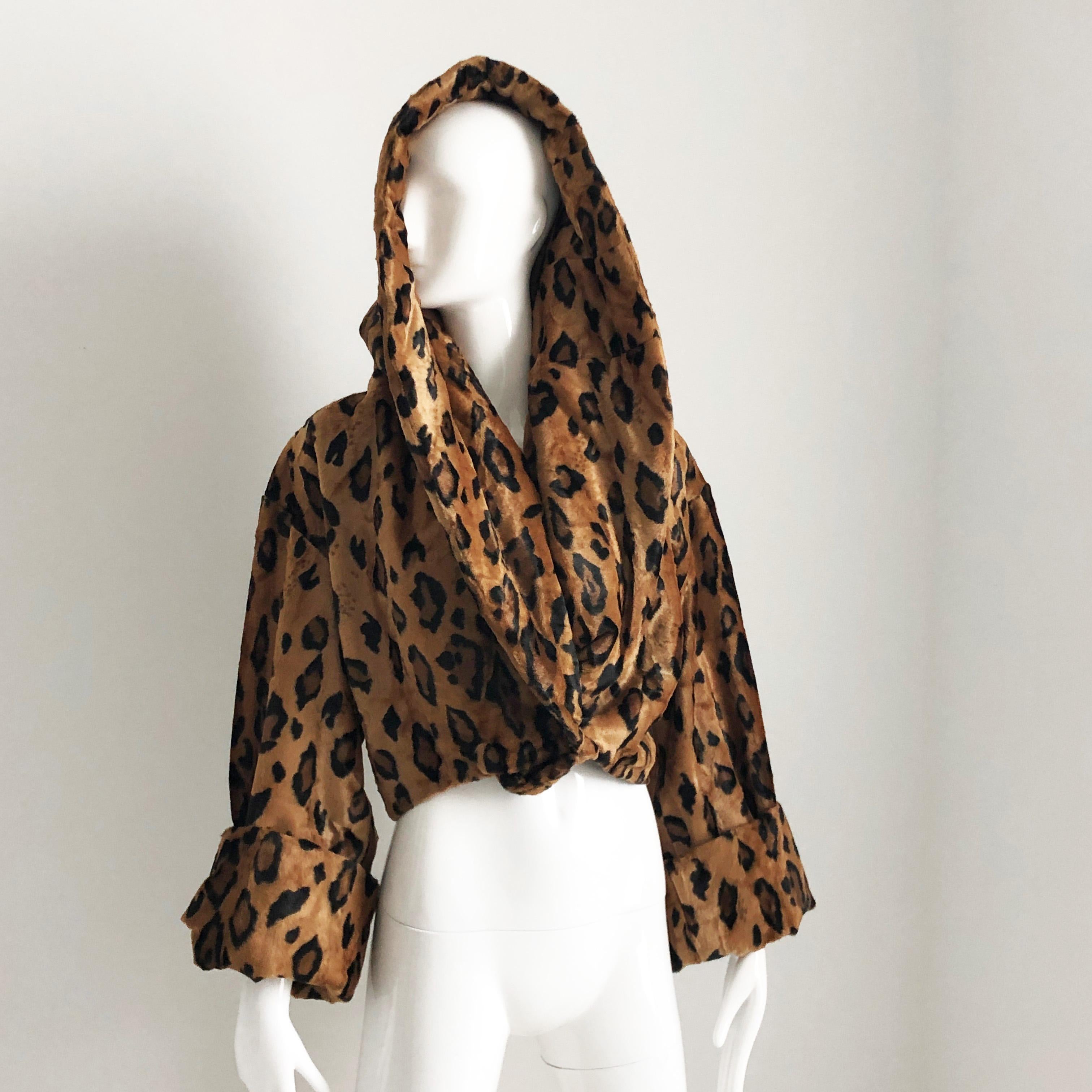 Norma Kamali Jacket Tiger Print Faux Fur with Huge Shawl Collar M Vintage 80s  4