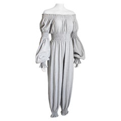 Rare Norma Kamali OMO Off-Shoulder Jumpsuit Organic Cotton Harem Pants 2005