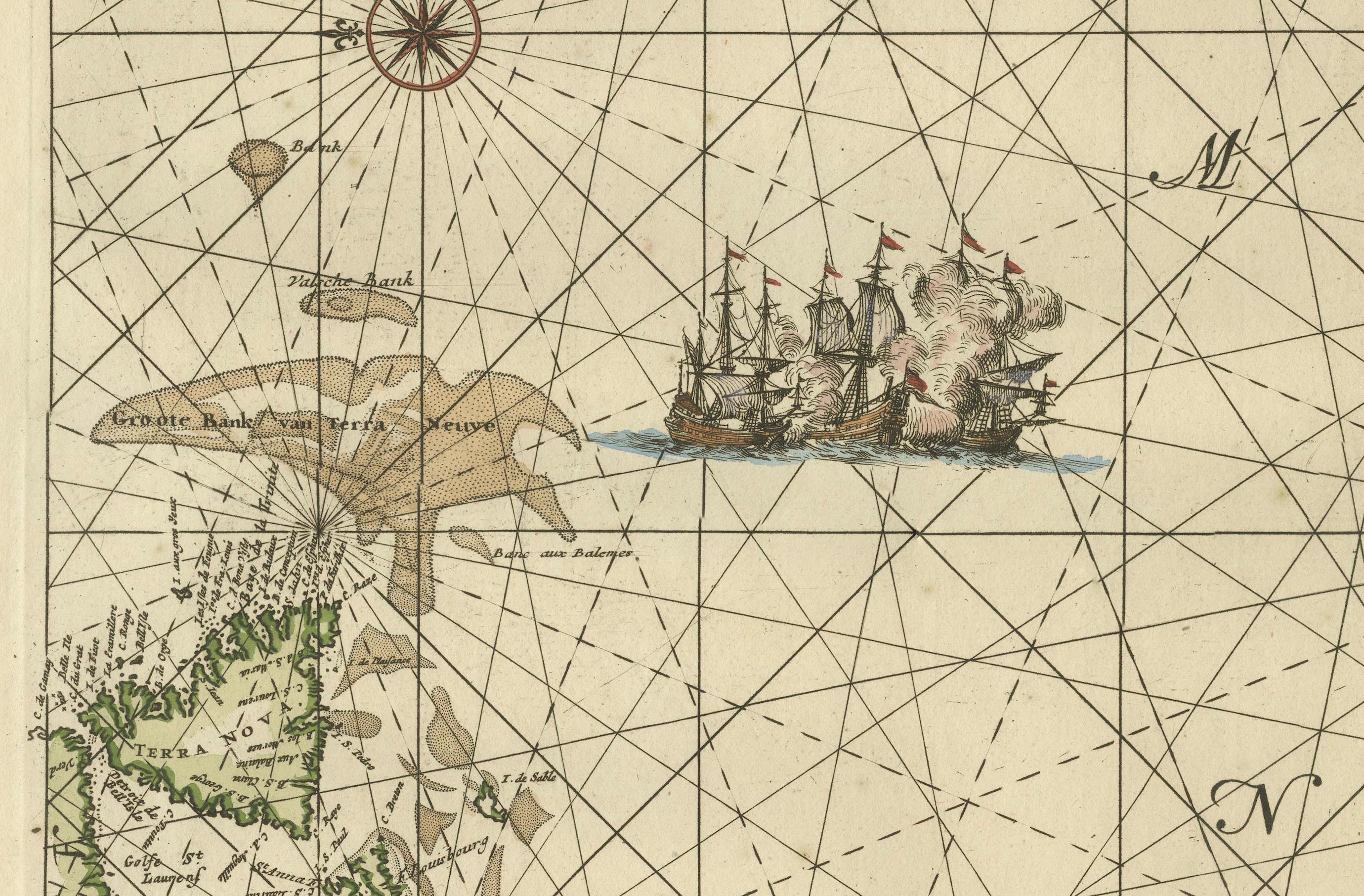 Seltene Karte des Nordatlantiks und der Karibik: Neufundland bis Venezuela, 1745 im Zustand „Gut“ im Angebot in Langweer, NL