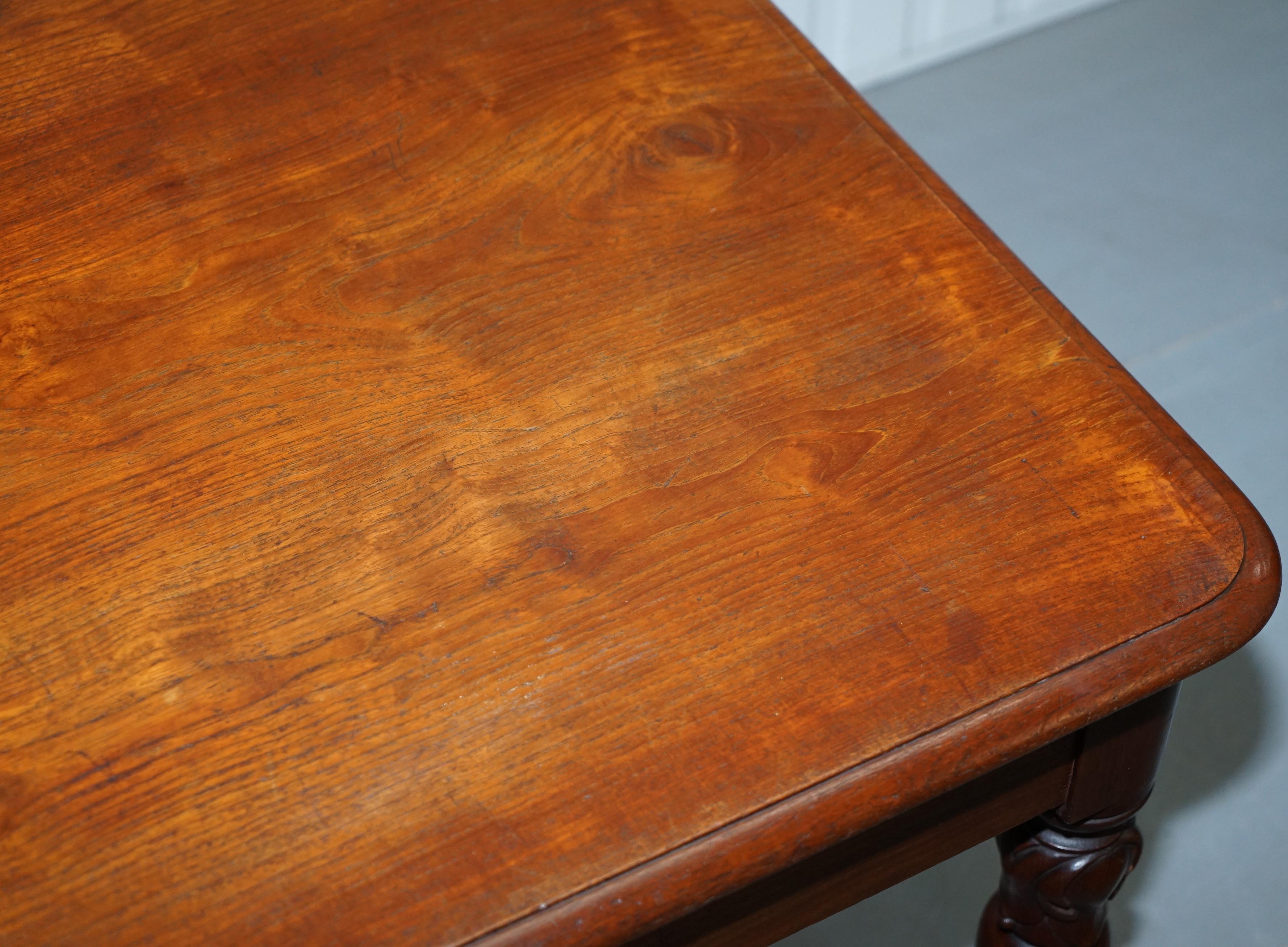Rare North Australian Cedar Wood 4 Person Dining Table with Two Large Drawers 1