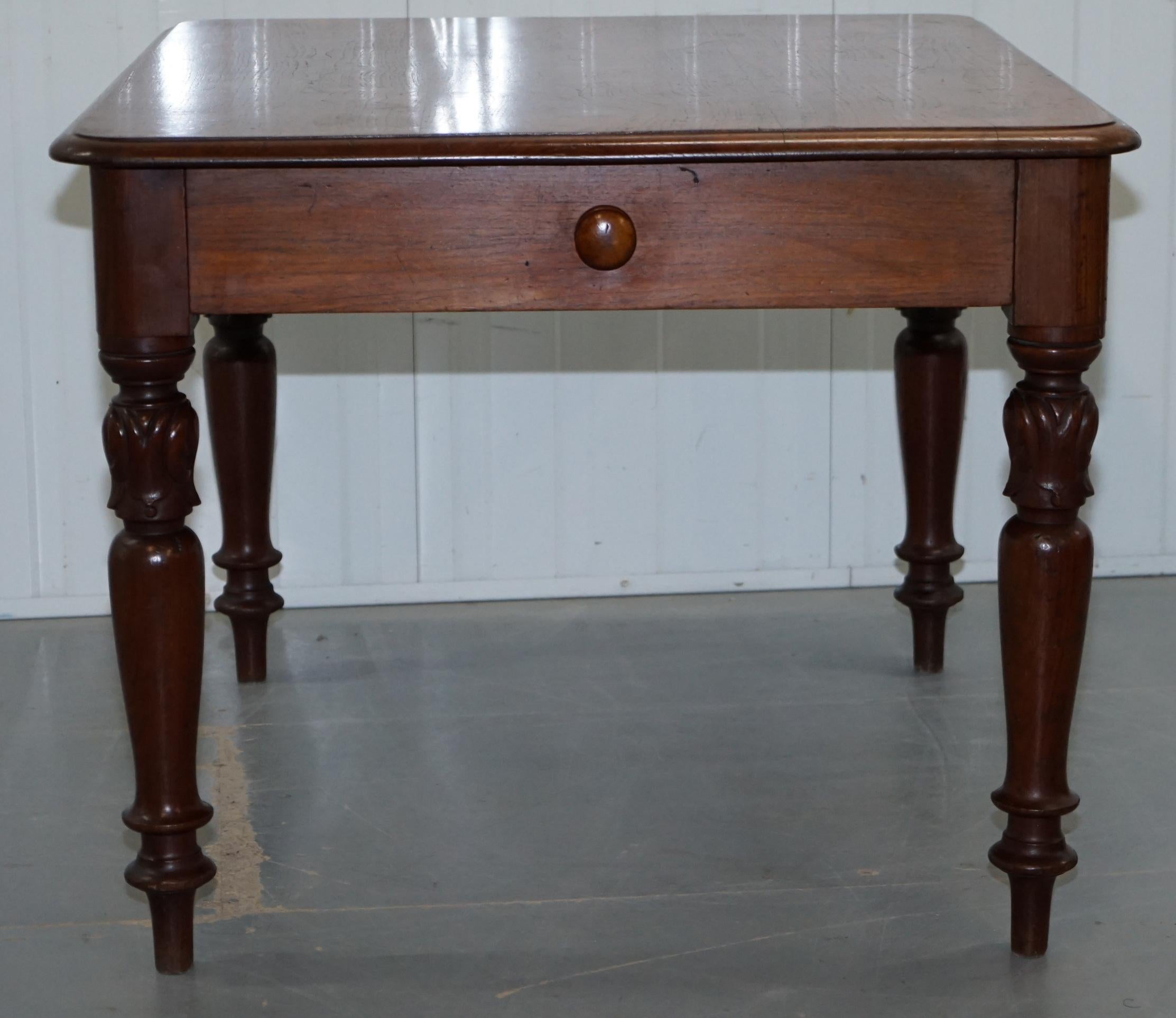 Rare North Australian Cedar Wood 4 Person Dining Table with Two Large Drawers 5