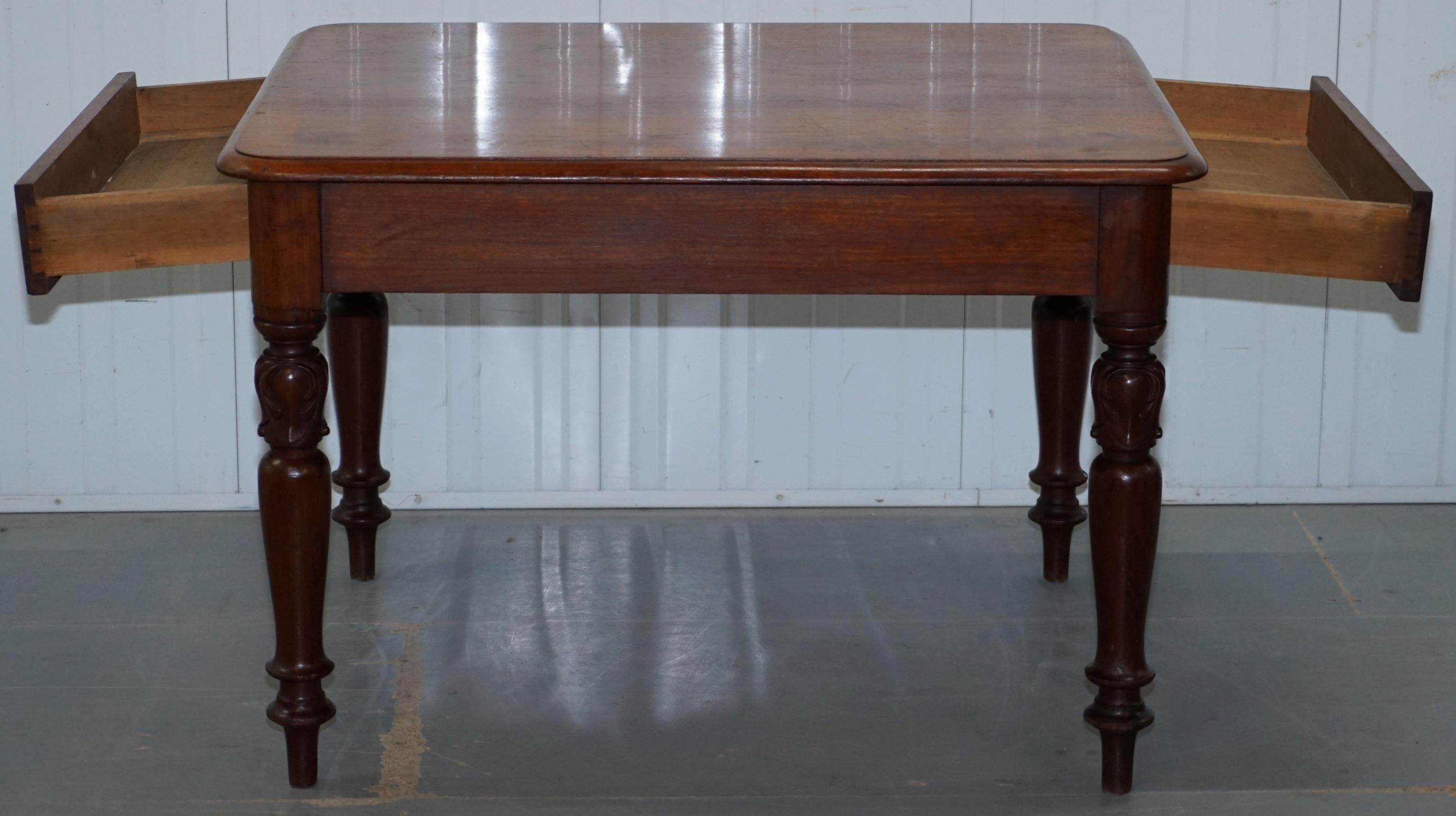 Rare North Australian Cedar Wood 4 Person Dining Table with Two Large Drawers 7