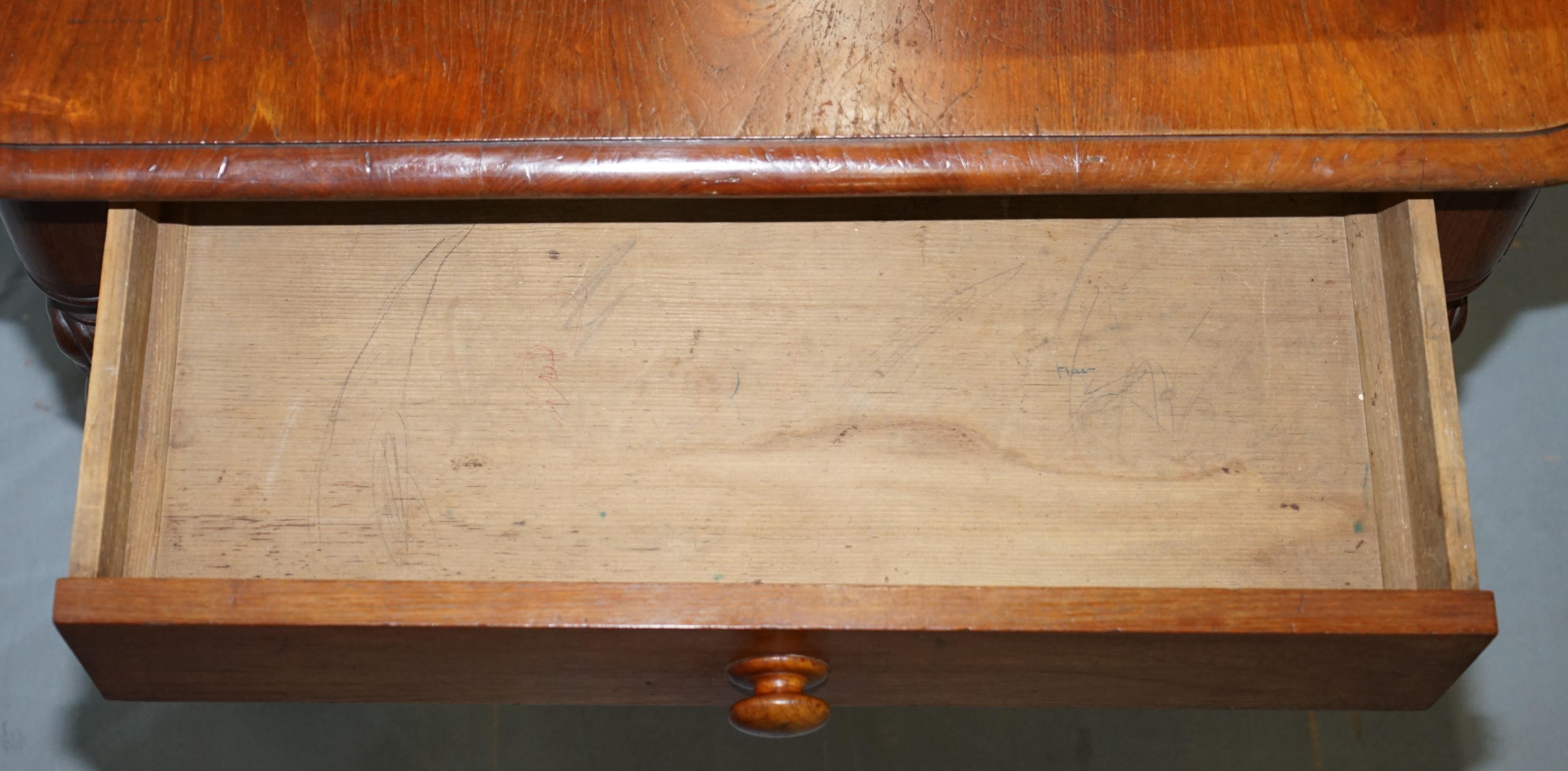 Rare North Australian Cedar Wood 4 Person Dining Table with Two Large Drawers 11