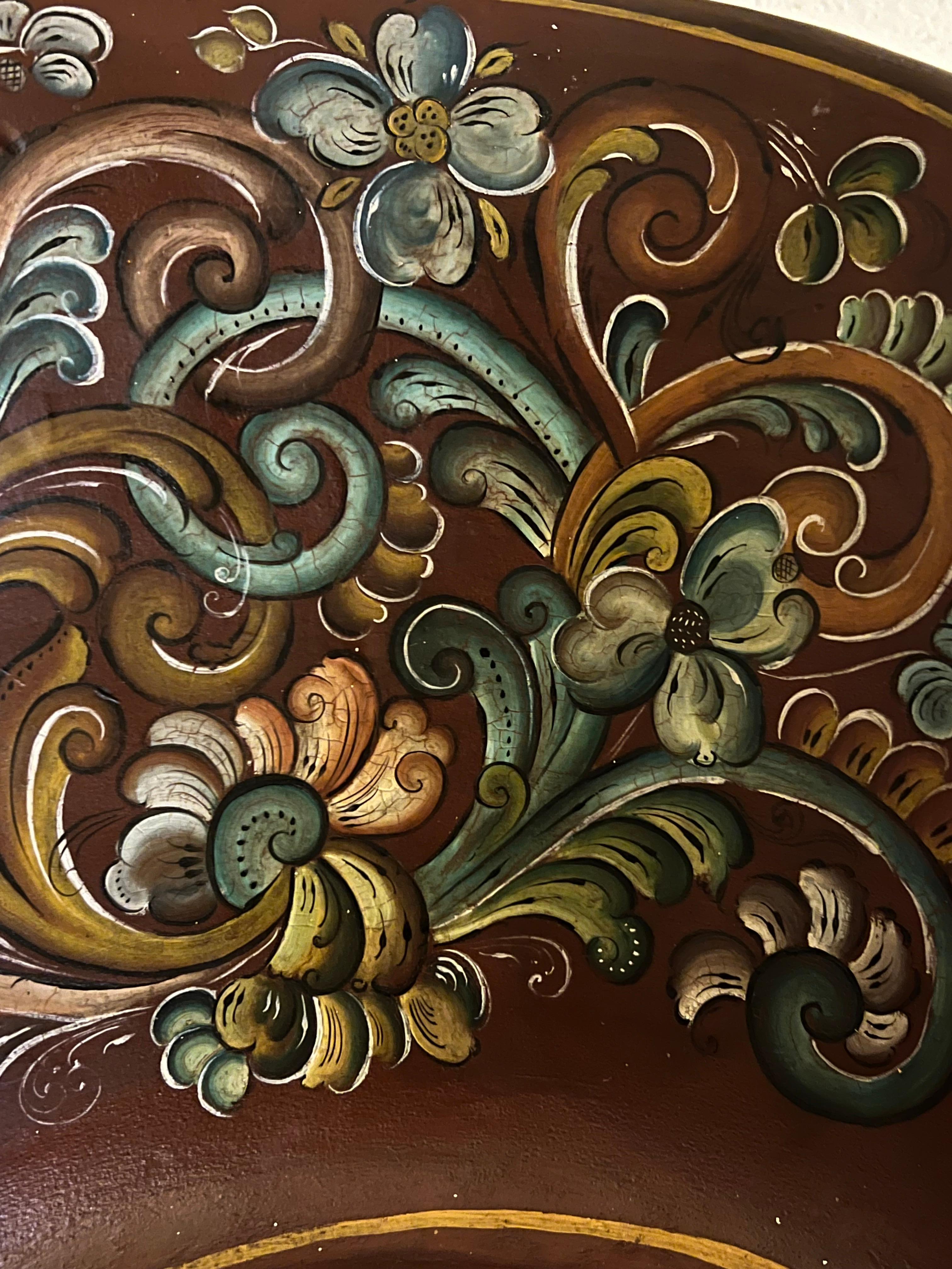 Rare Kubbestol norvégien, Primitive Telemark Rosemaling, Norvège en vente 9