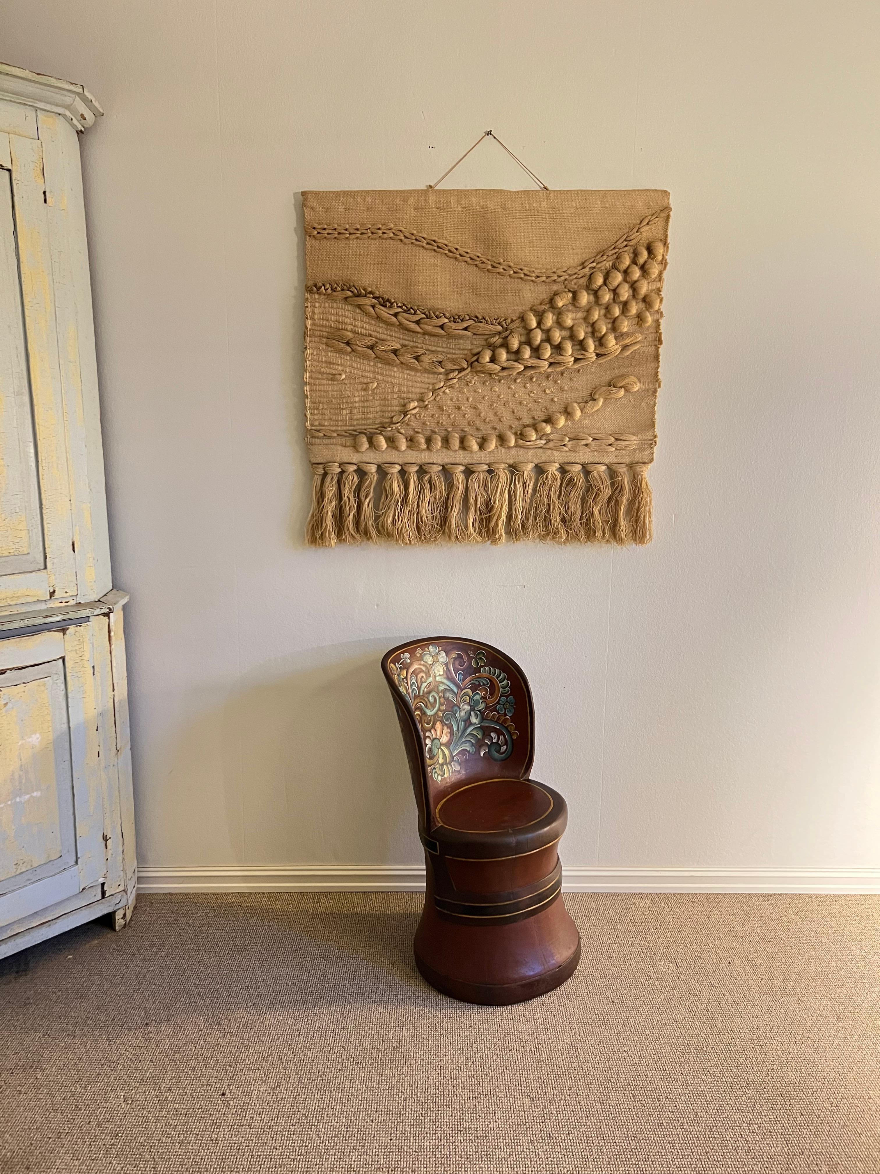 Artisanat Rare Kubbestol norvégien, Primitive Telemark Rosemaling, Norvège en vente