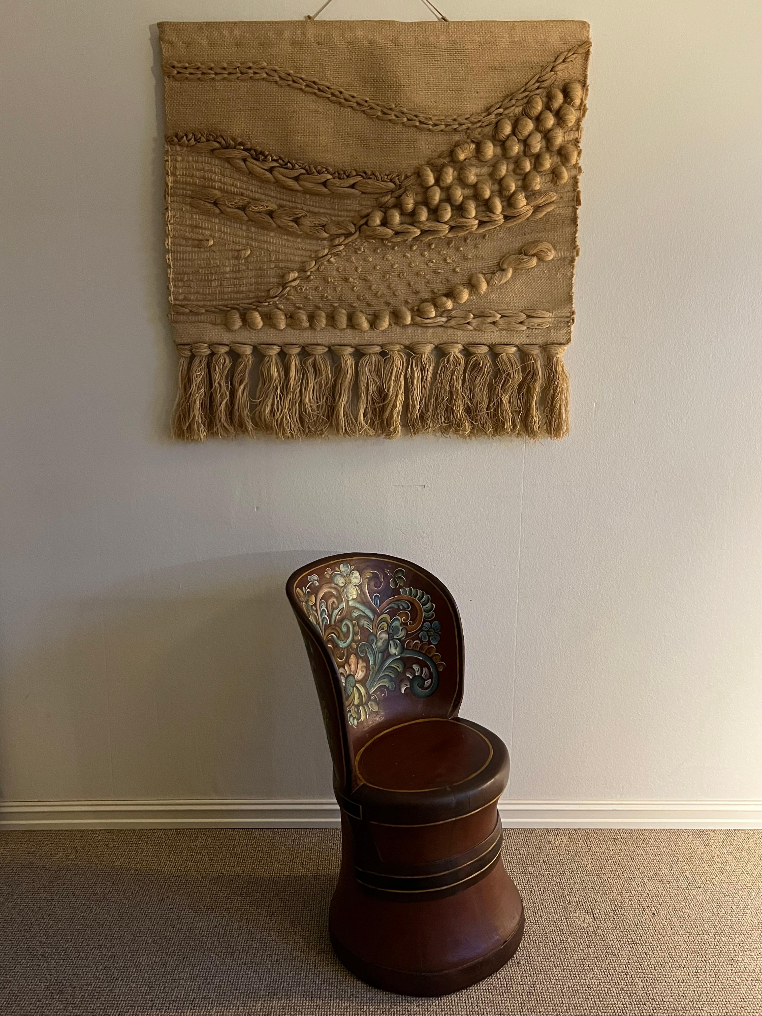 Rare Kubbestol norvégien, Primitive Telemark Rosemaling, Norvège Bon état - En vente à Skien, NO