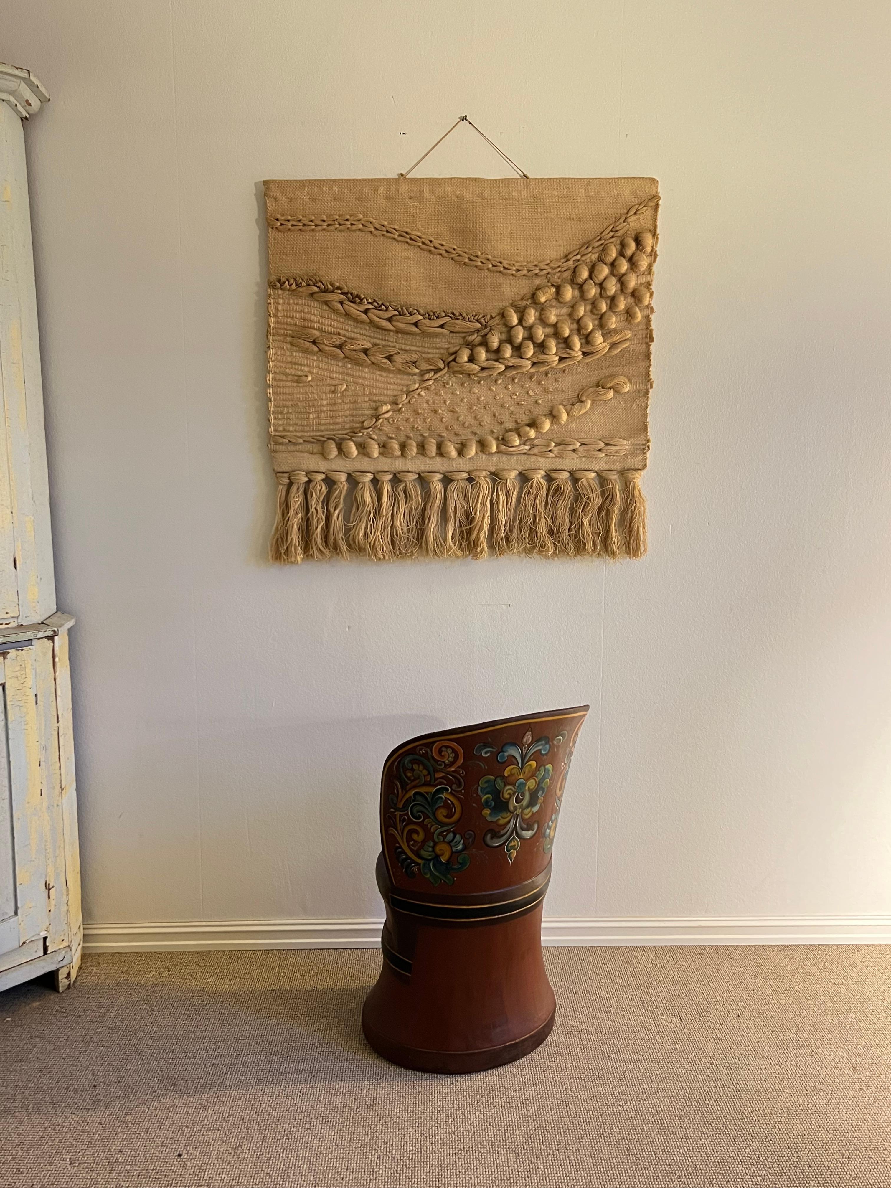 20ième siècle Rare Kubbestol norvégien, Primitive Telemark Rosemaling, Norvège en vente