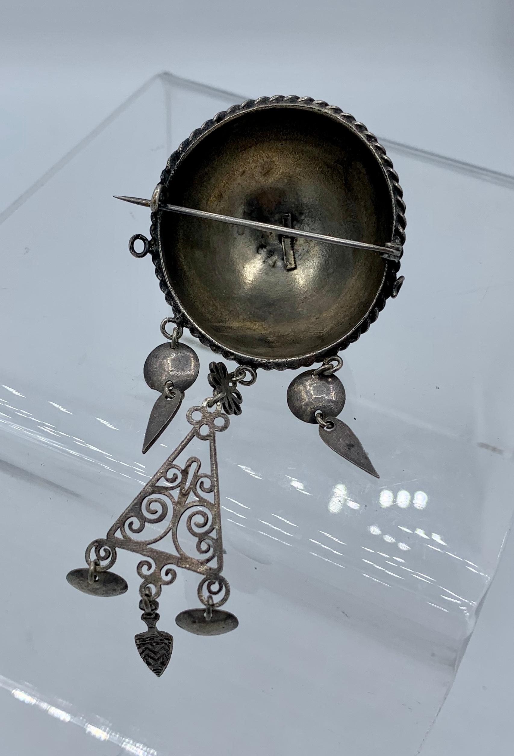Rare Norwegian Solje Brooch Norway Antique Scandinavian Silver In Excellent Condition For Sale In New York, NY