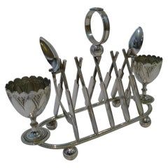 Rare Novelty Cricket Two Egg Cruet / Toast Rack - 1872