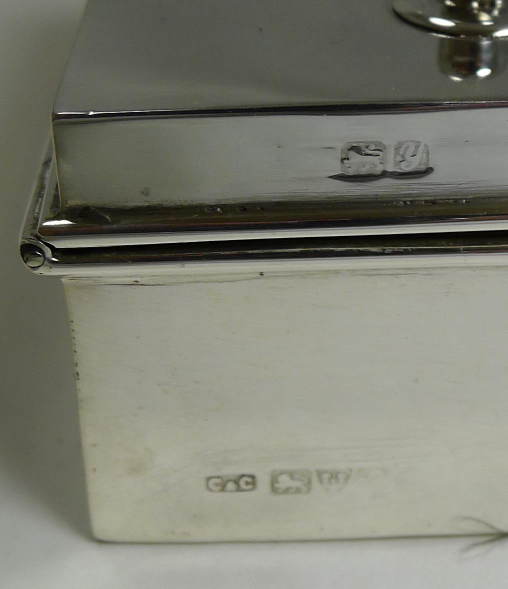 Rare Novelty English Sterling Silver Money Box / Bank, Miniature Cash Box In Excellent Condition In Bath, GB