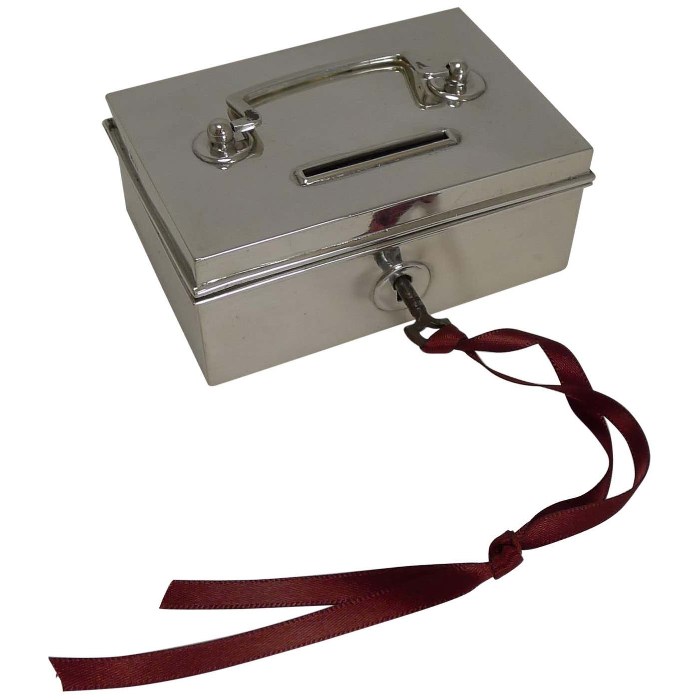 Rare Novelty English Sterling Silver Money Box / Bank, Miniature Cash ...