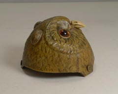 Rare Novelty / Figural Mechanical Bell in Early Celluloid, circa 1900, Owl