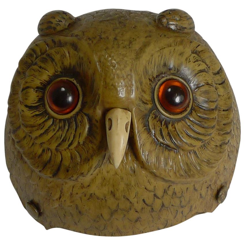 Rare Novelty / Figural Mechanical Bell in Early Celluloid, circa 1900, Owl