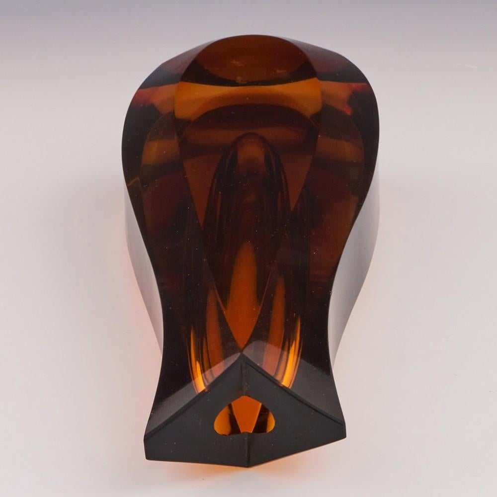 Rare Novy Bor Colourless and Amber Cased Monolith Vase Designed Pavel Hlava 1958 In Good Condition For Sale In Tunbridge Wells, GB