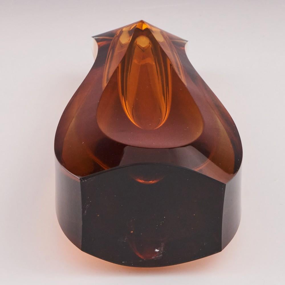 Mid-20th Century Rare Novy Bor Colourless and Amber Cased Monolith Vase Designed Pavel Hlava 1958 For Sale