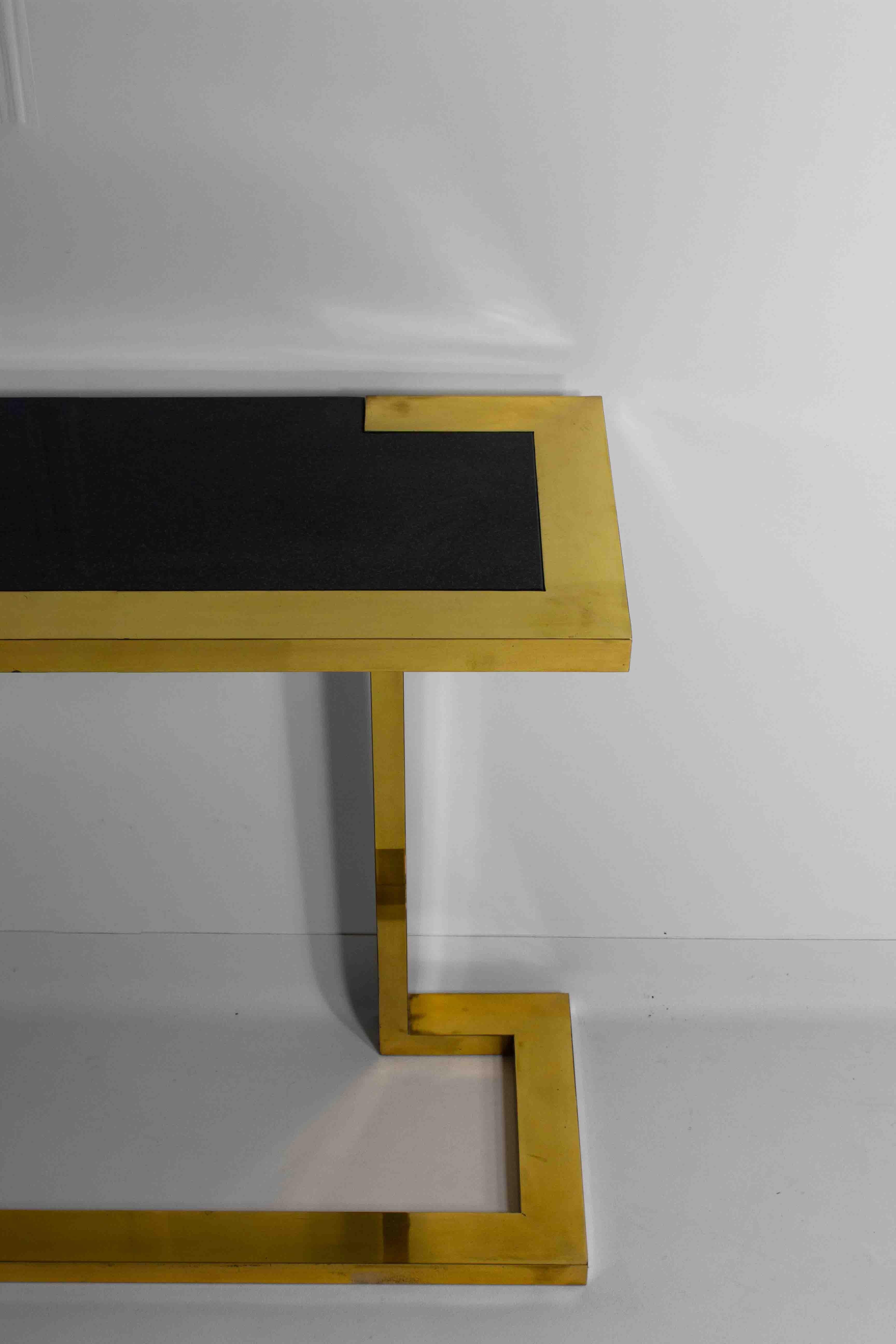 Rare Nucci Valsecchi console in bronze and blue granite, Italy 1970s For Sale 3