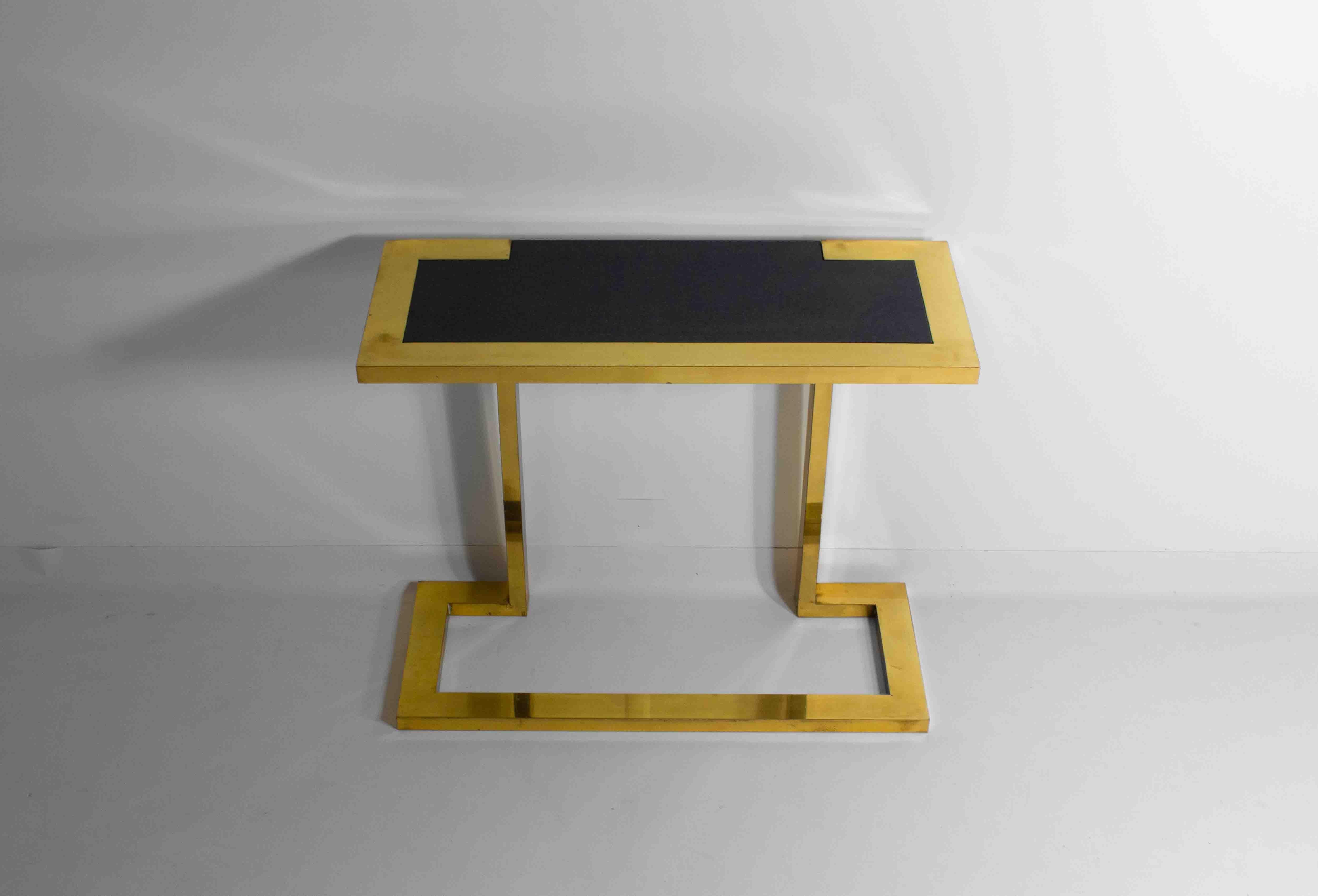 Rare Nucci Valsecchi console in bronze and blue granite, Italy 1970s In Good Condition For Sale In Antwerpen, VAN