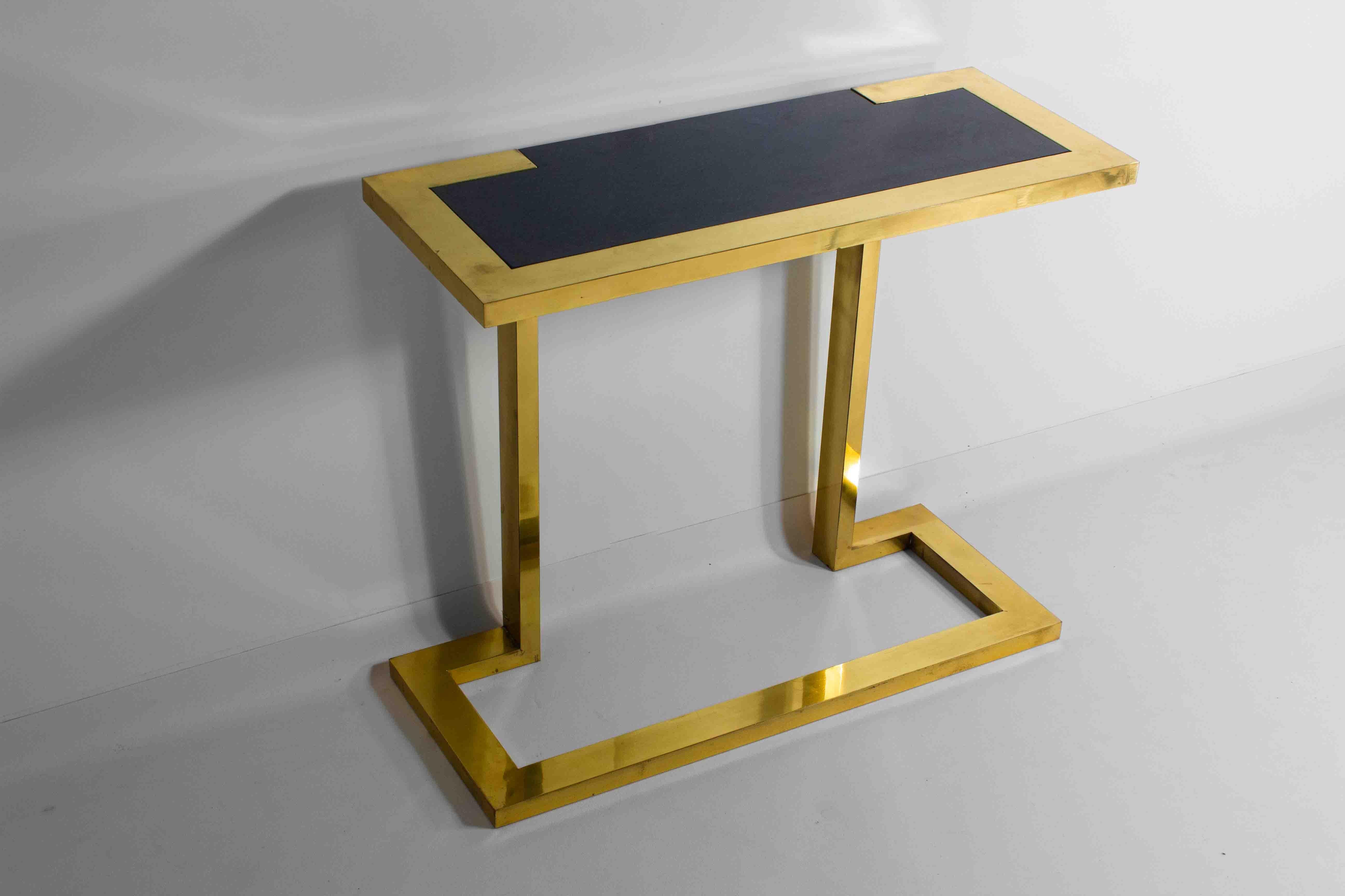 Late 20th Century Rare Nucci Valsecchi console in bronze and blue granite, Italy 1970s For Sale