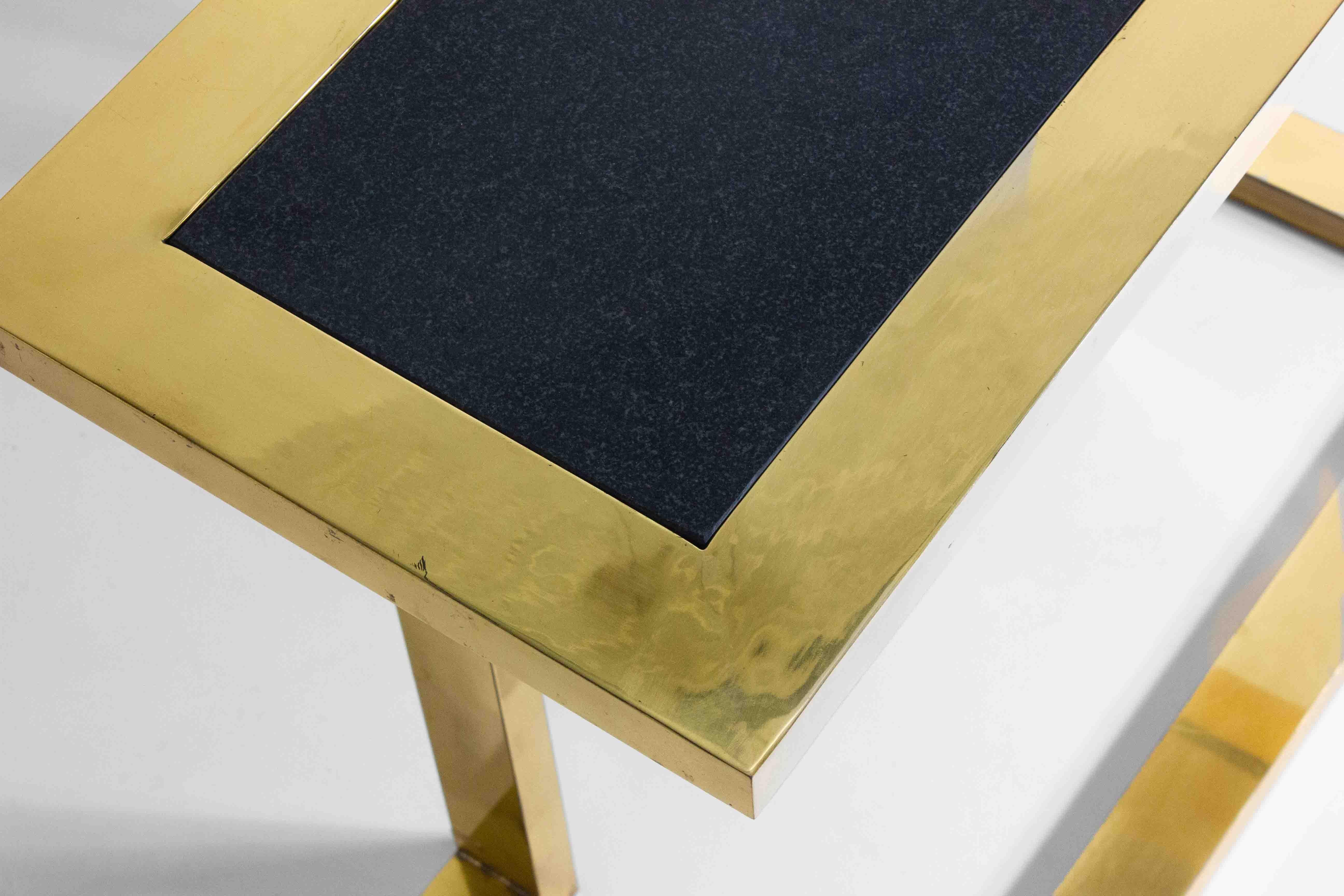 Rare Nucci Valsecchi console in bronze and blue granite, Italy 1970s For Sale 2